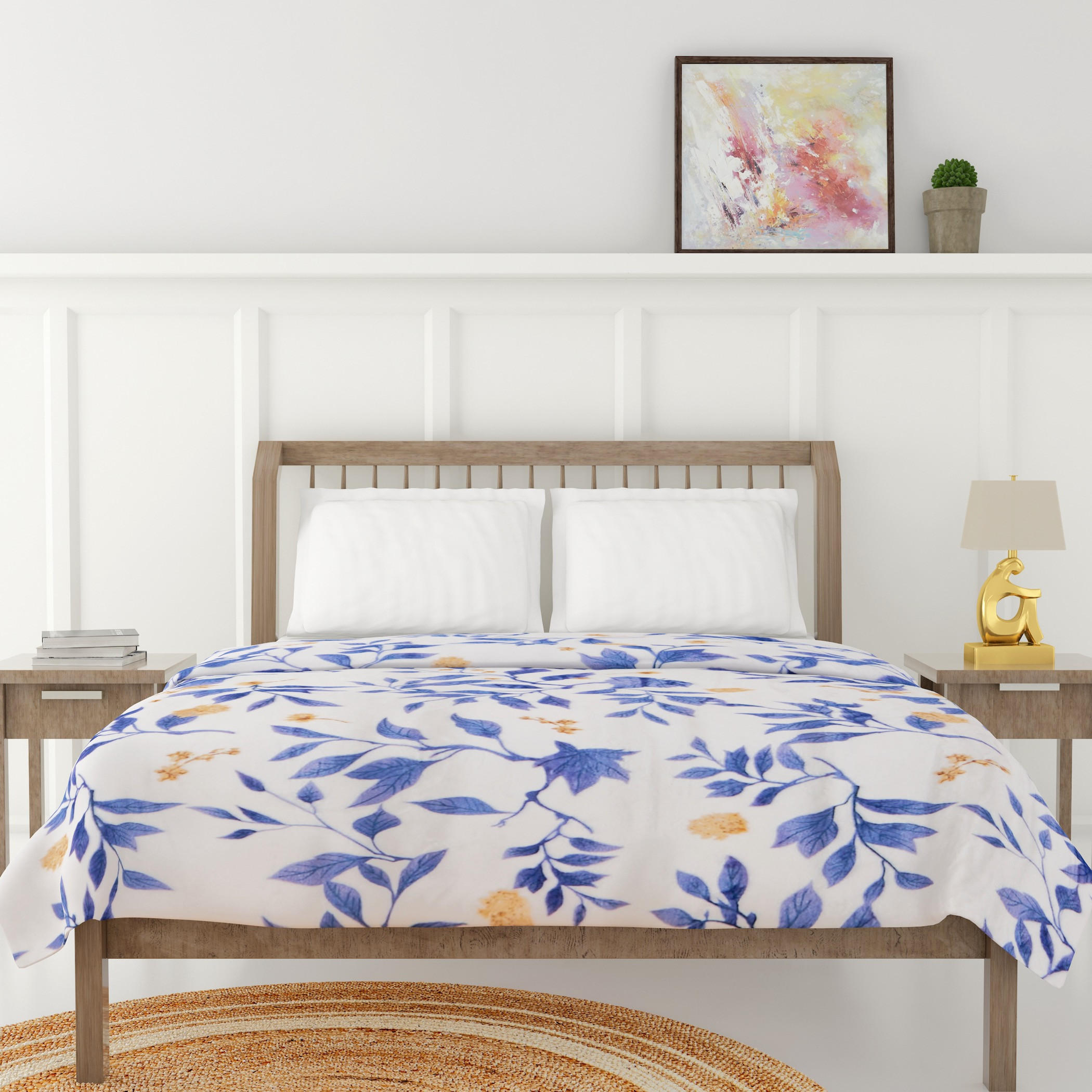 Floral Print Silky Flannel Blanket - 150x200 cms-household-cushionsandthrows-throwsandblankets-blankets-image-1