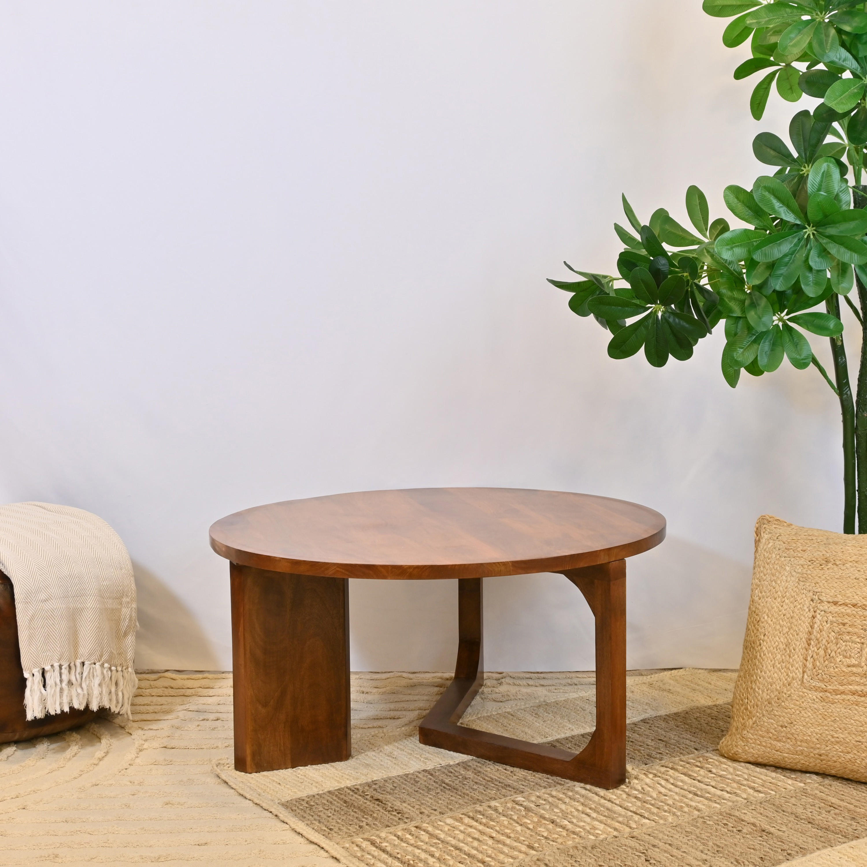 Crafted by Lifestyle Wooden Round Coffee Table - 90x45 cms-furniture-livingroom-coffeetables-image-2