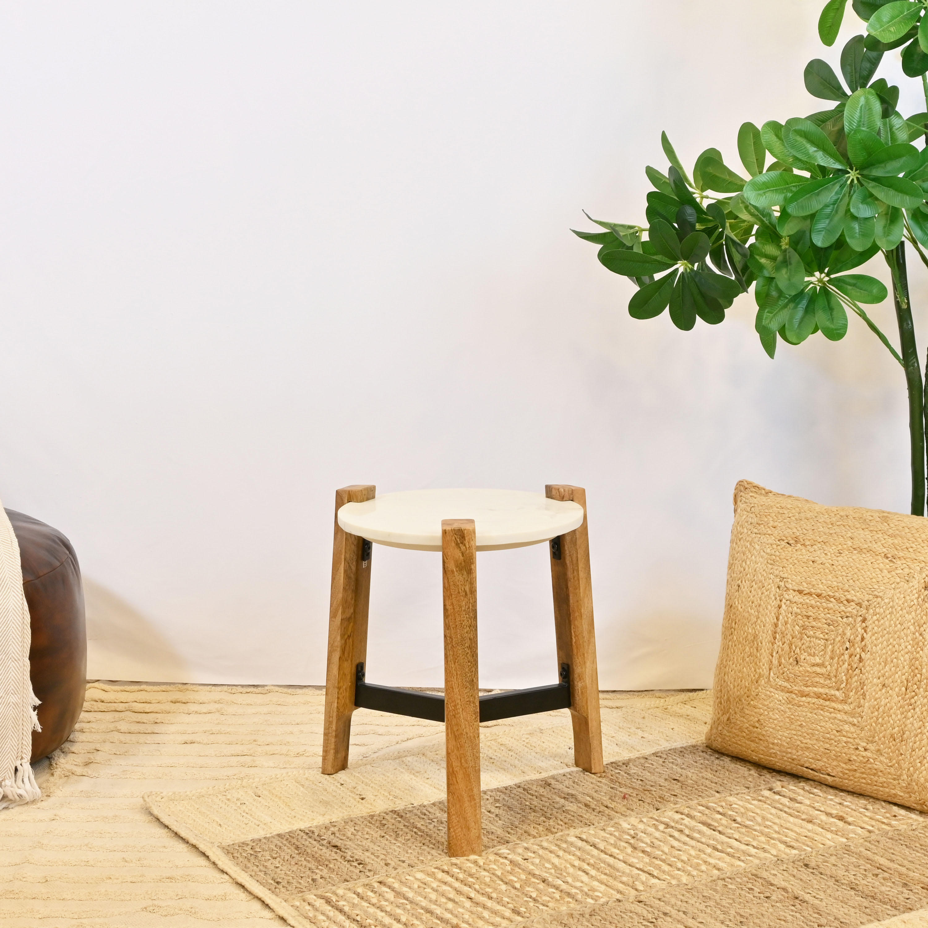 Crafted by Lifestyle Marble Top Side Table - 40x50 cms-furniture-livingroom-sideandendtables-image-2