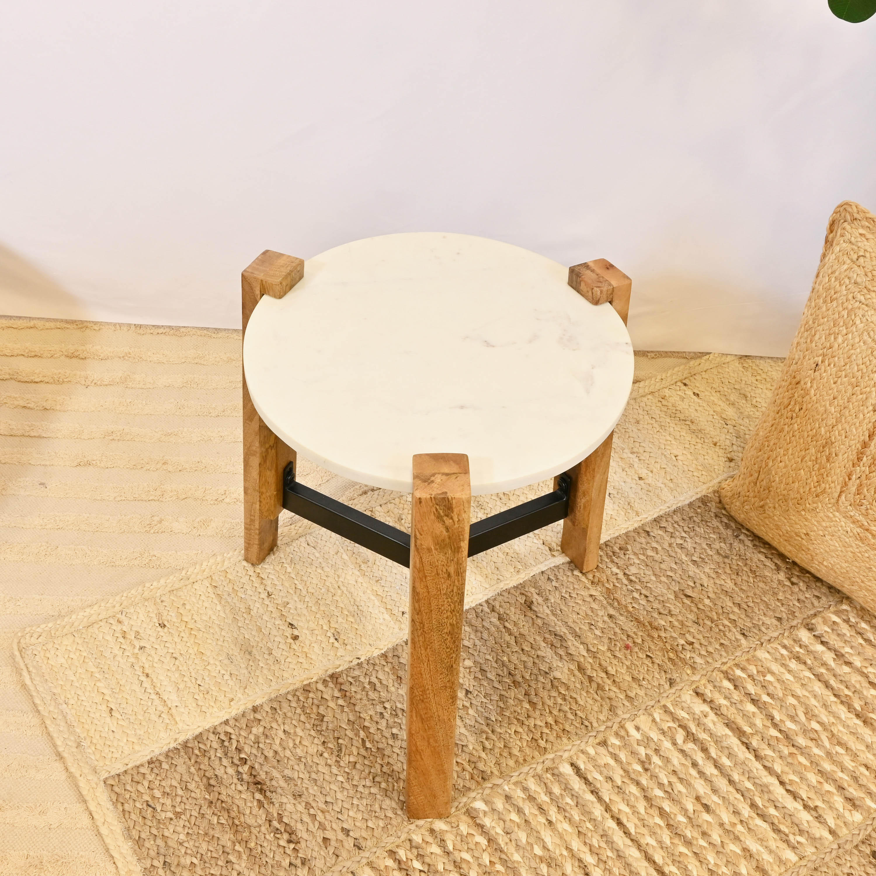 Crafted by Lifestyle Marble Top Side Table - 40x50 cms-furniture-livingroom-sideandendtables-image-3