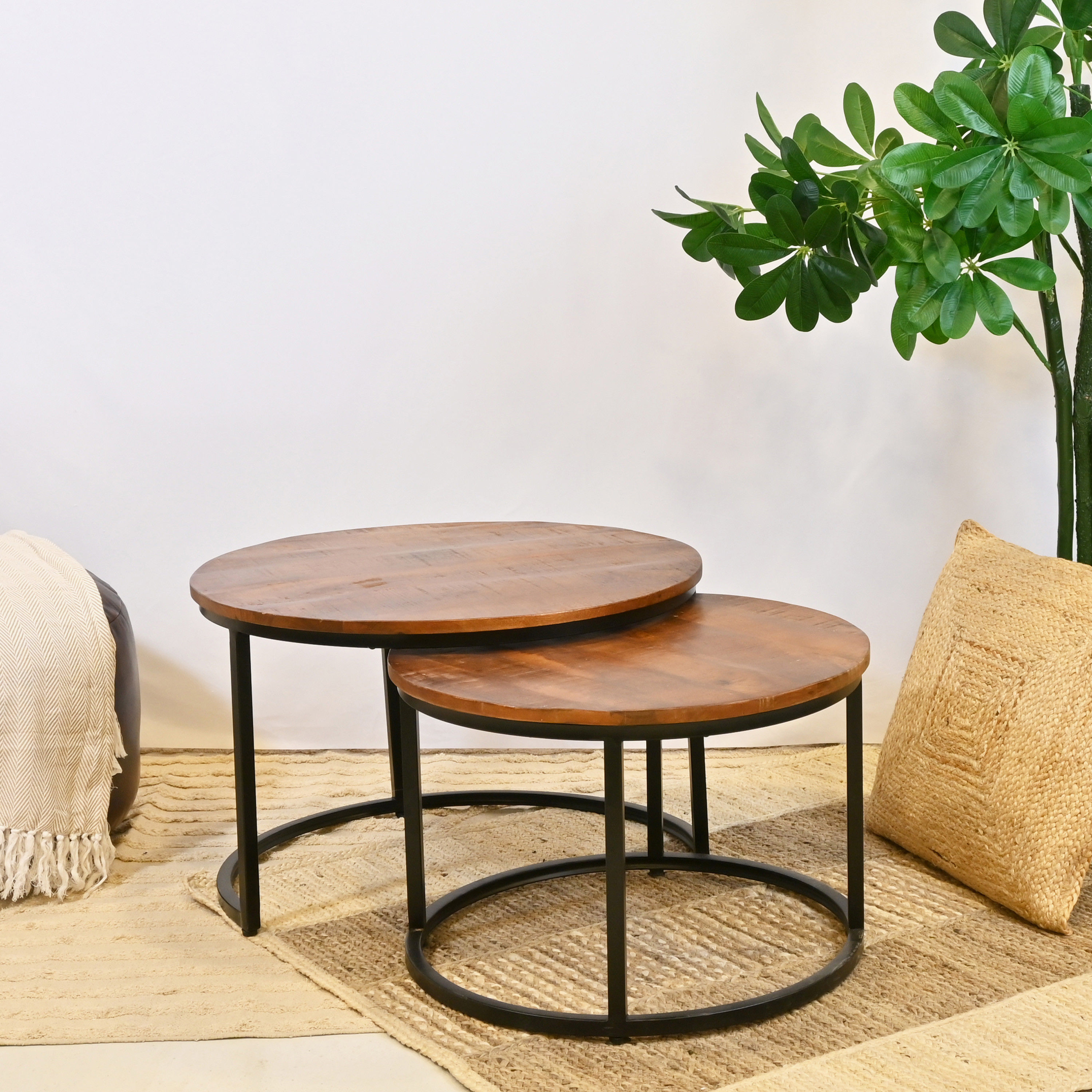 Crafted by Lifestyle Wooden Top Coffee Table - Set of 2-furniture-livingroom-coffeetables-image-2