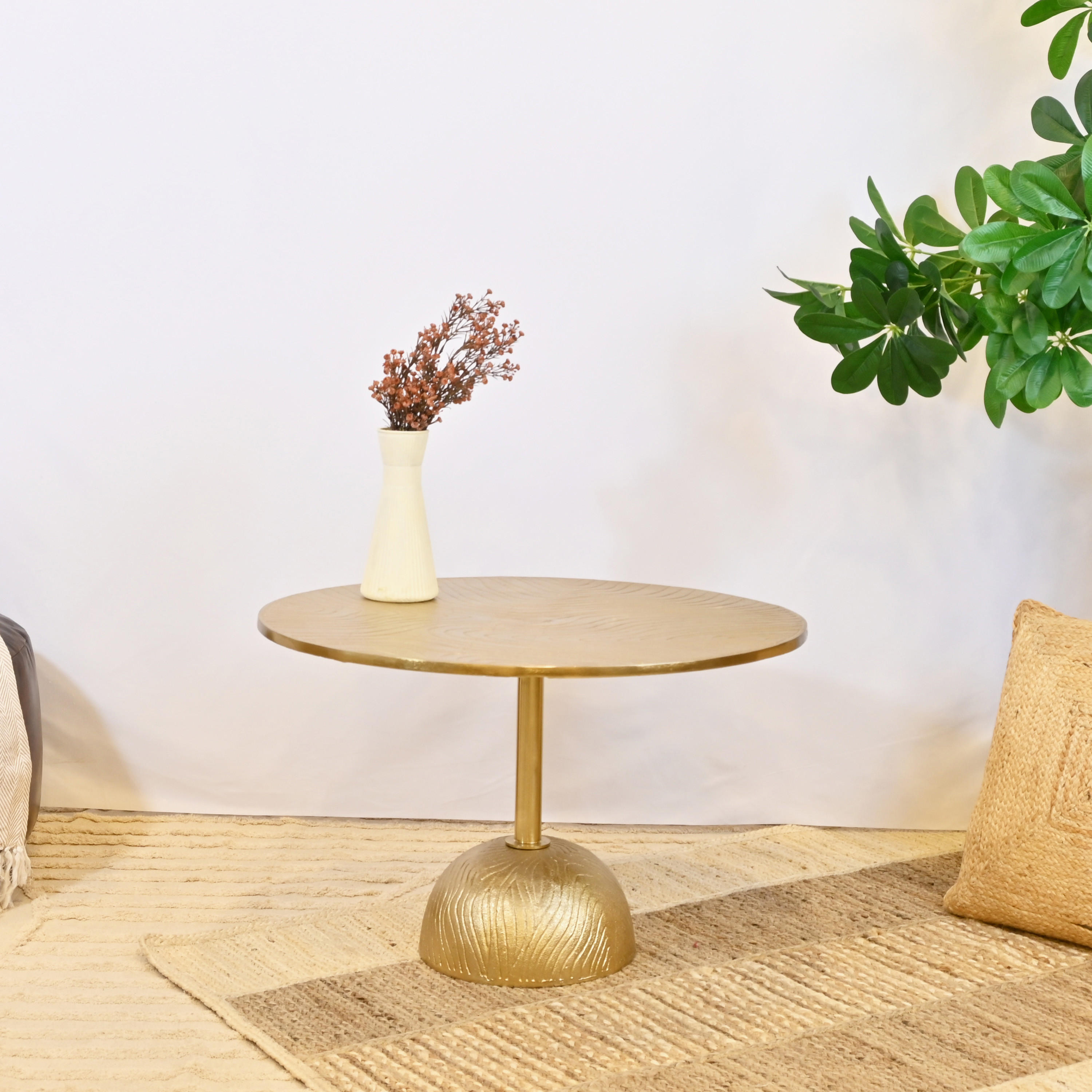 Crafted by Lifestyle Textured Metal Top Coffee Table with Pedestal Base - 75x50 cms-furniture-livingroom-coffeetables-image-1