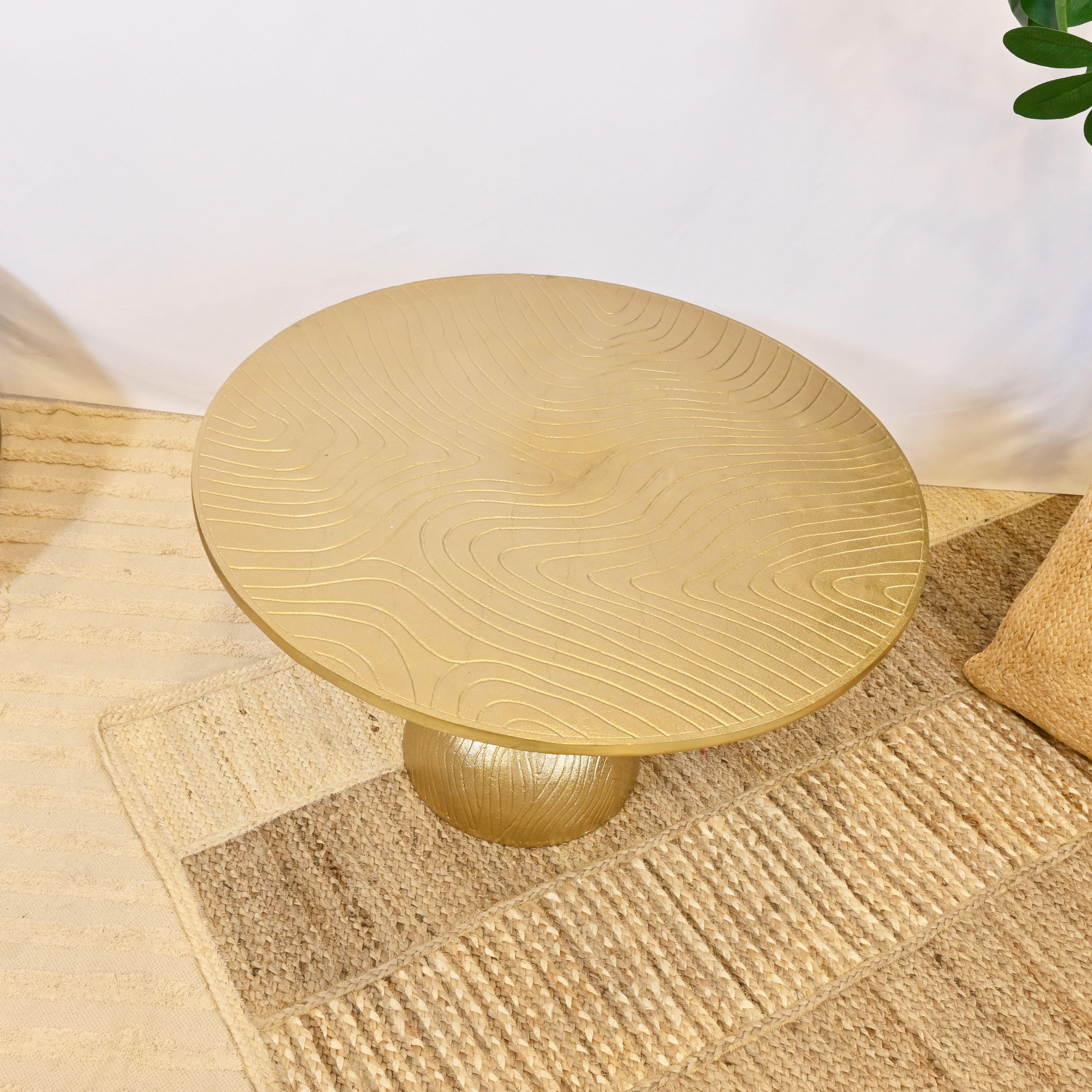Crafted by Lifestyle Textured Metal Top Coffee Table with Pedestal Base - 75x50 cms-furniture-livingroom-coffeetables-image-2