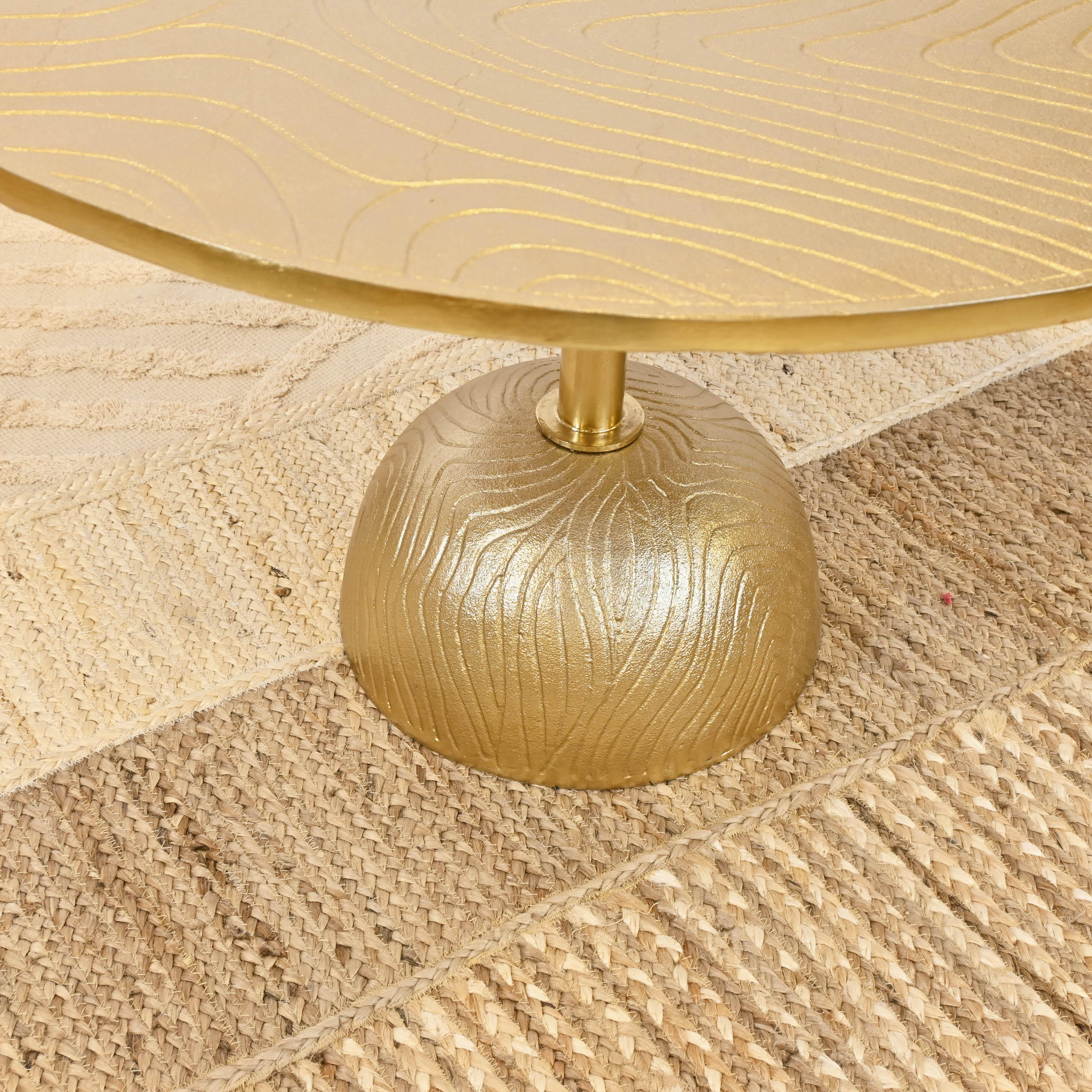 Crafted by Lifestyle Textured Metal Top Coffee Table with Pedestal Base - 75x50 cms-furniture-livingroom-coffeetables-image-3