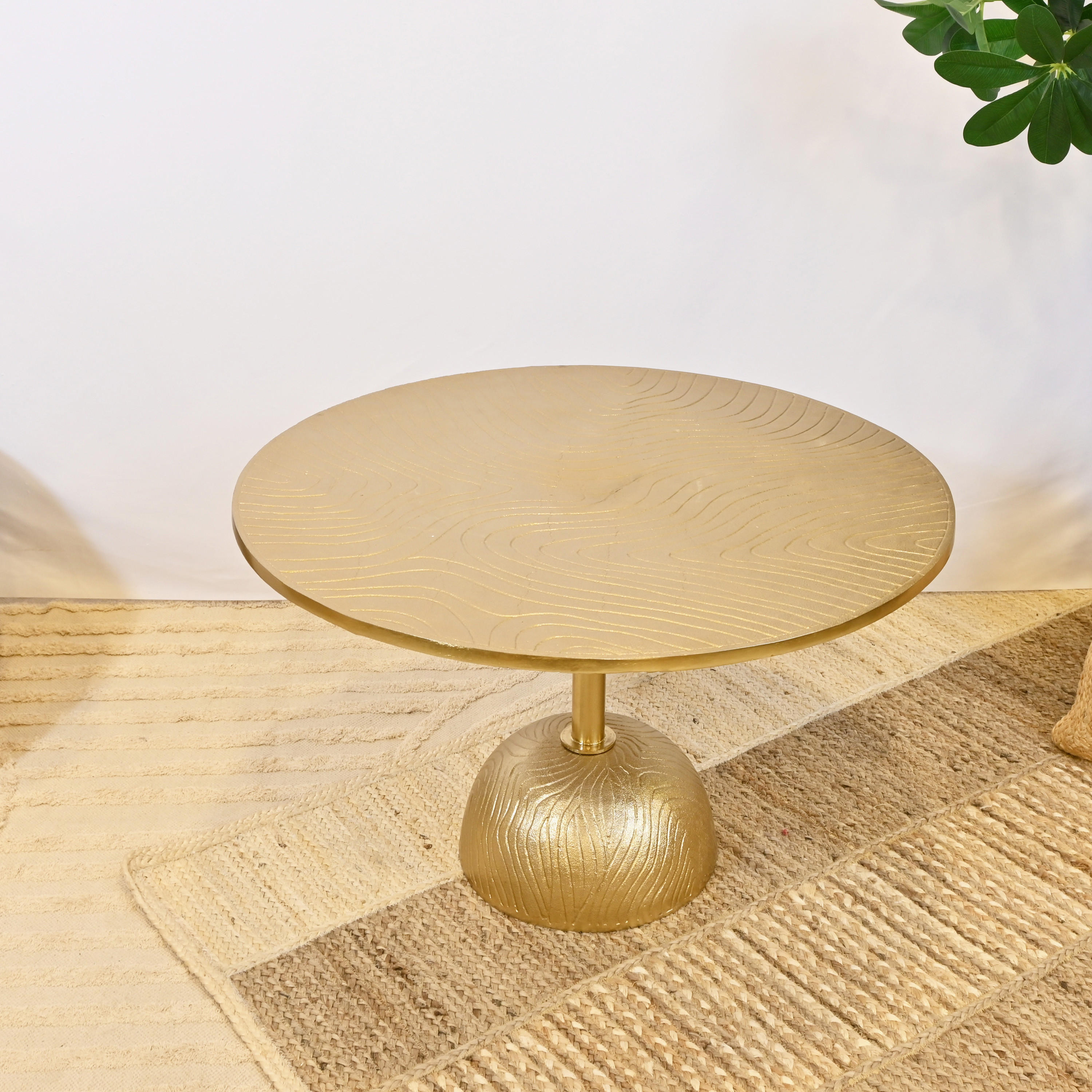 Crafted by Lifestyle Textured Metal Top Coffee Table with Pedestal Base - 75x50 cms-furniture-livingroom-coffeetables-image-5