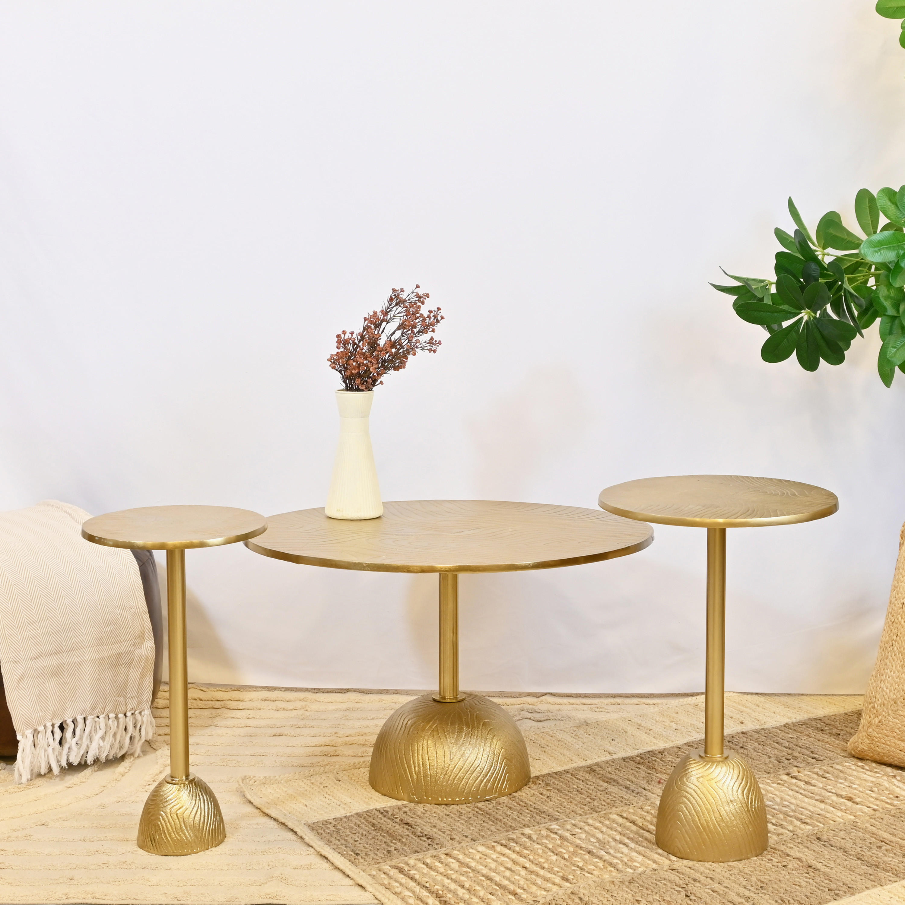 Crafted by Lifestyle Textured Metal Top Coffee Table with Pedestal Base - 75x50 cms-furniture-livingroom-coffeetables-image-6
