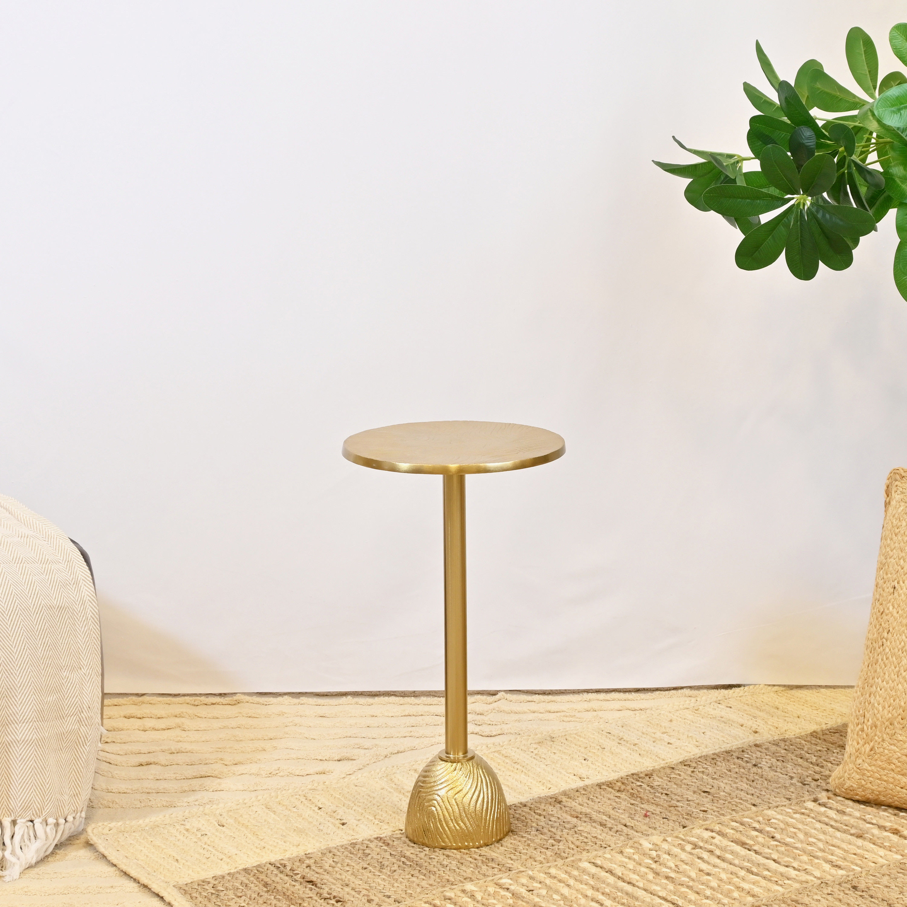 Crafted by Lifestyle Textured Metal Top Accent Table with Pedestal Base-furniture-livingroom-sideandendtables-image-2