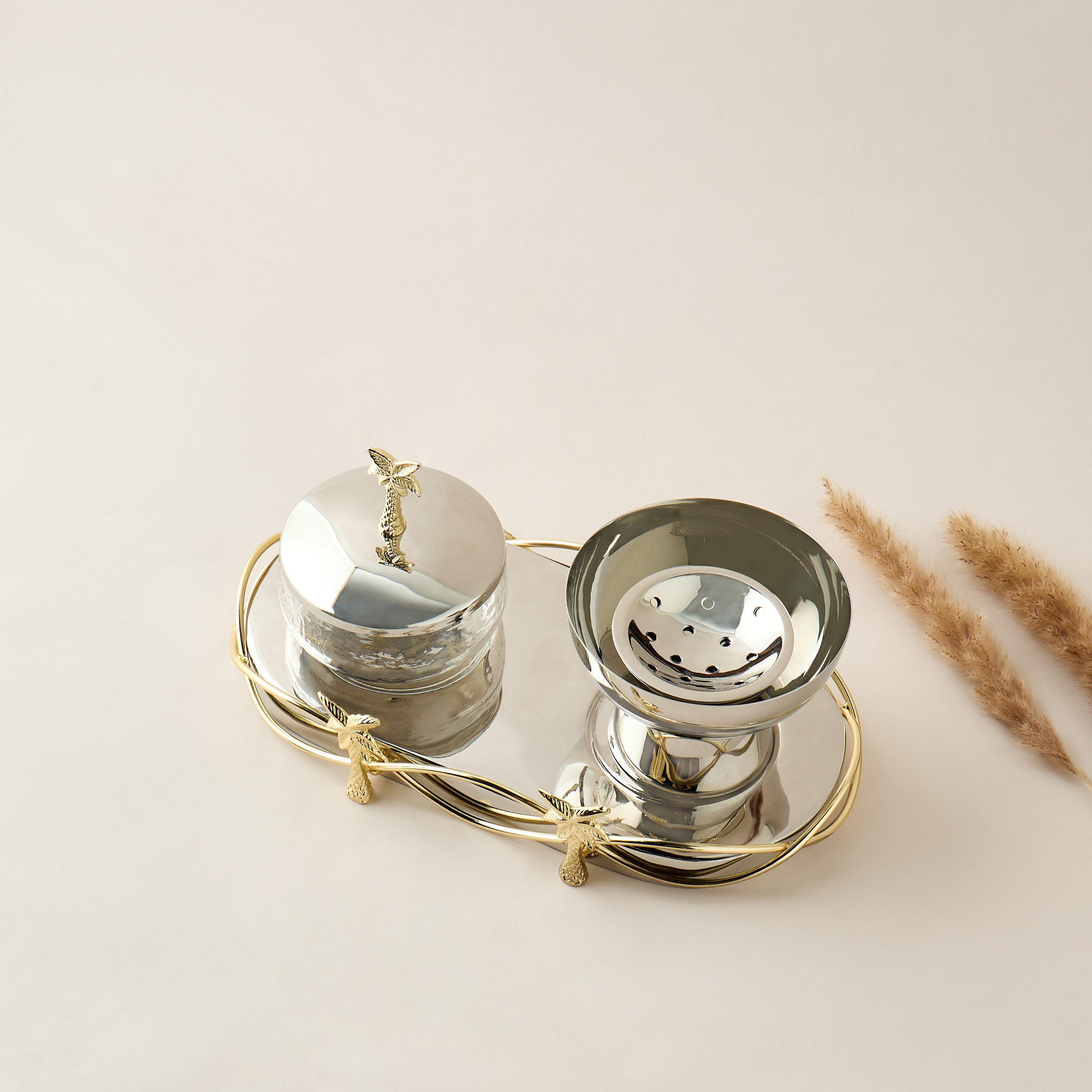 Decorative Palm Accent Jar - 30x12 cms-household-decor-decorativeobjectsandsculptures-image-2