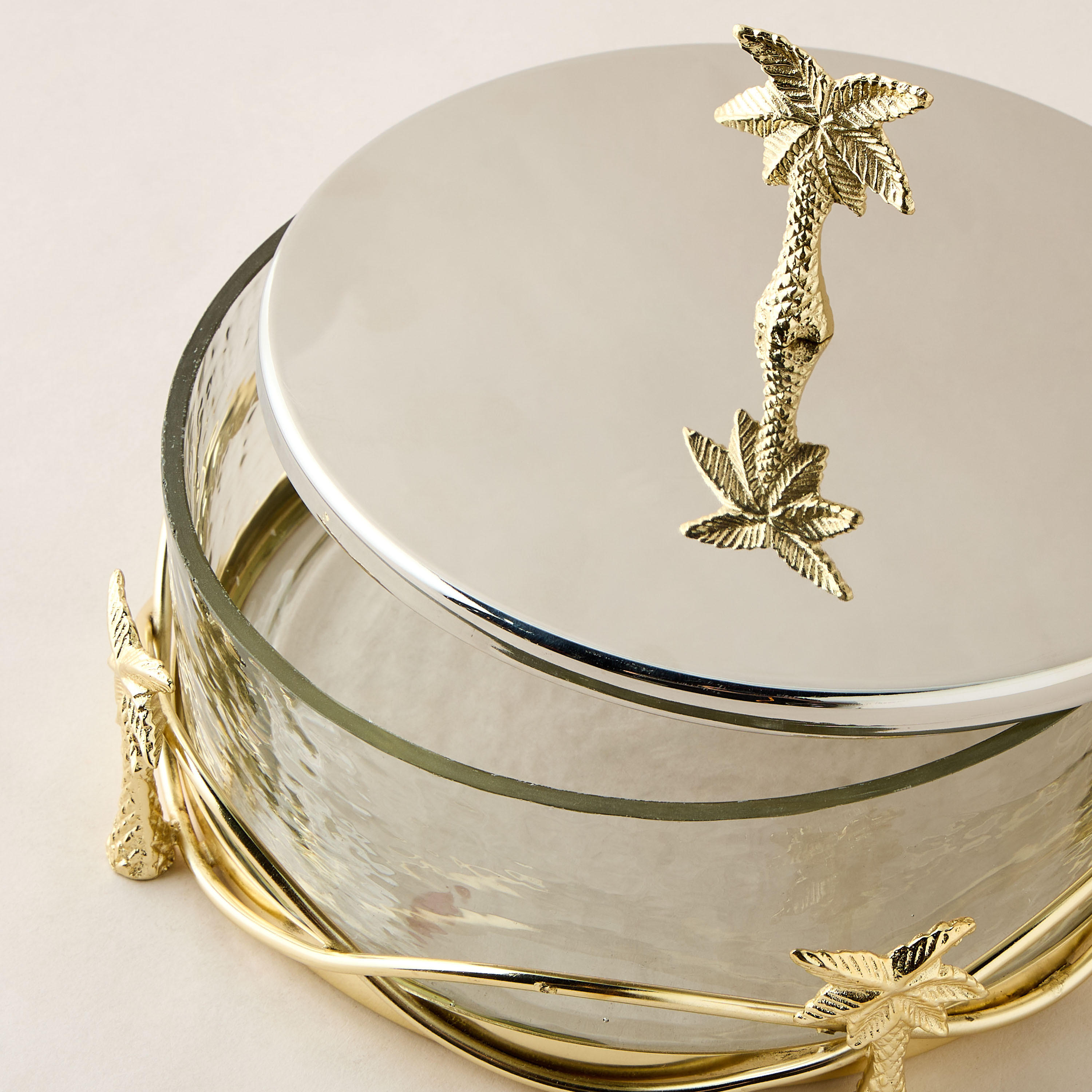 Palm Tree Accent Decorative Box with Lid - 24x24x15 cms-household-decor-boxesandtrays-image-3