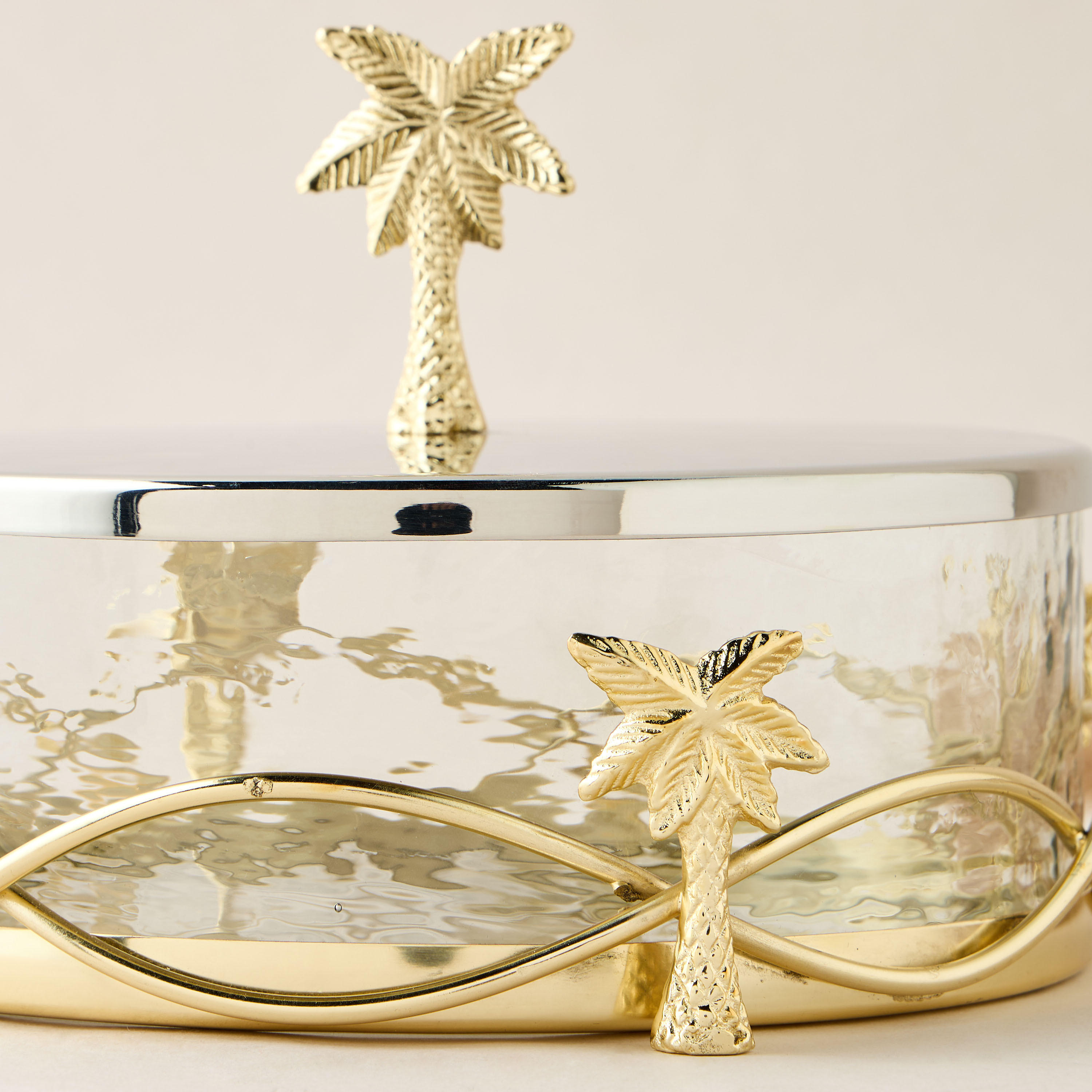 Palm Tree Accent Decorative Box with Lid - 24x24x15 cms-household-decor-boxesandtrays-image-4