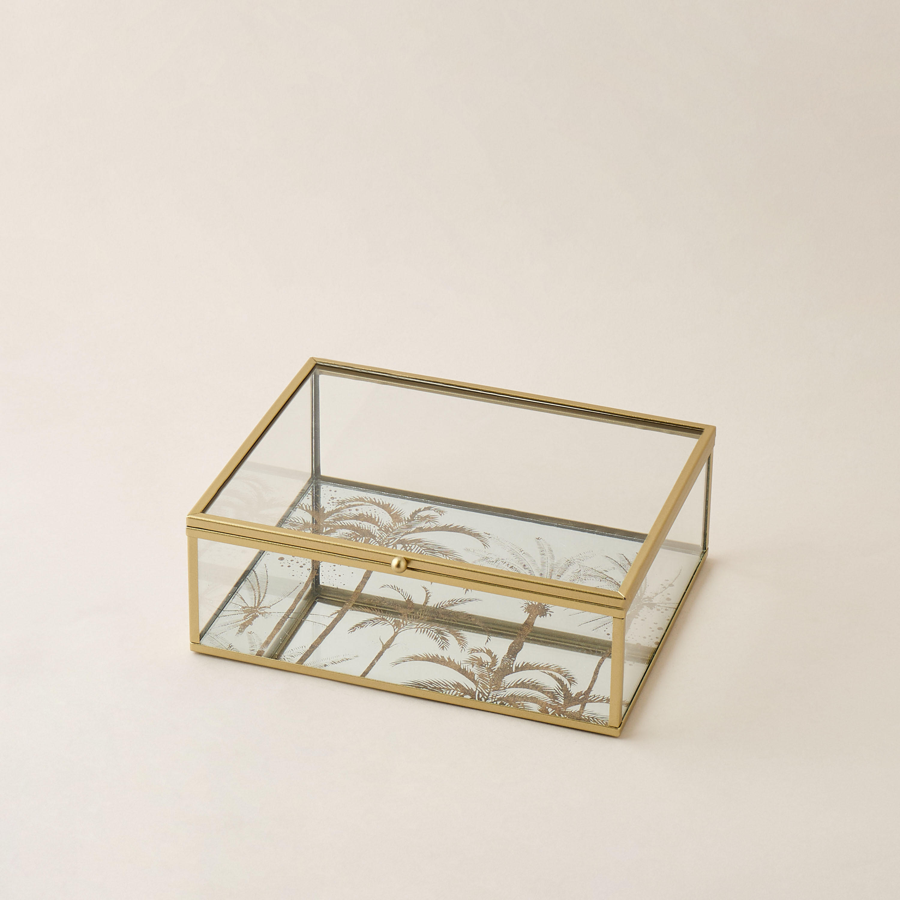 Decorative Palm Tree Print Glass Box - 20x7 cms-household-decor-boxesandtrays-image-2