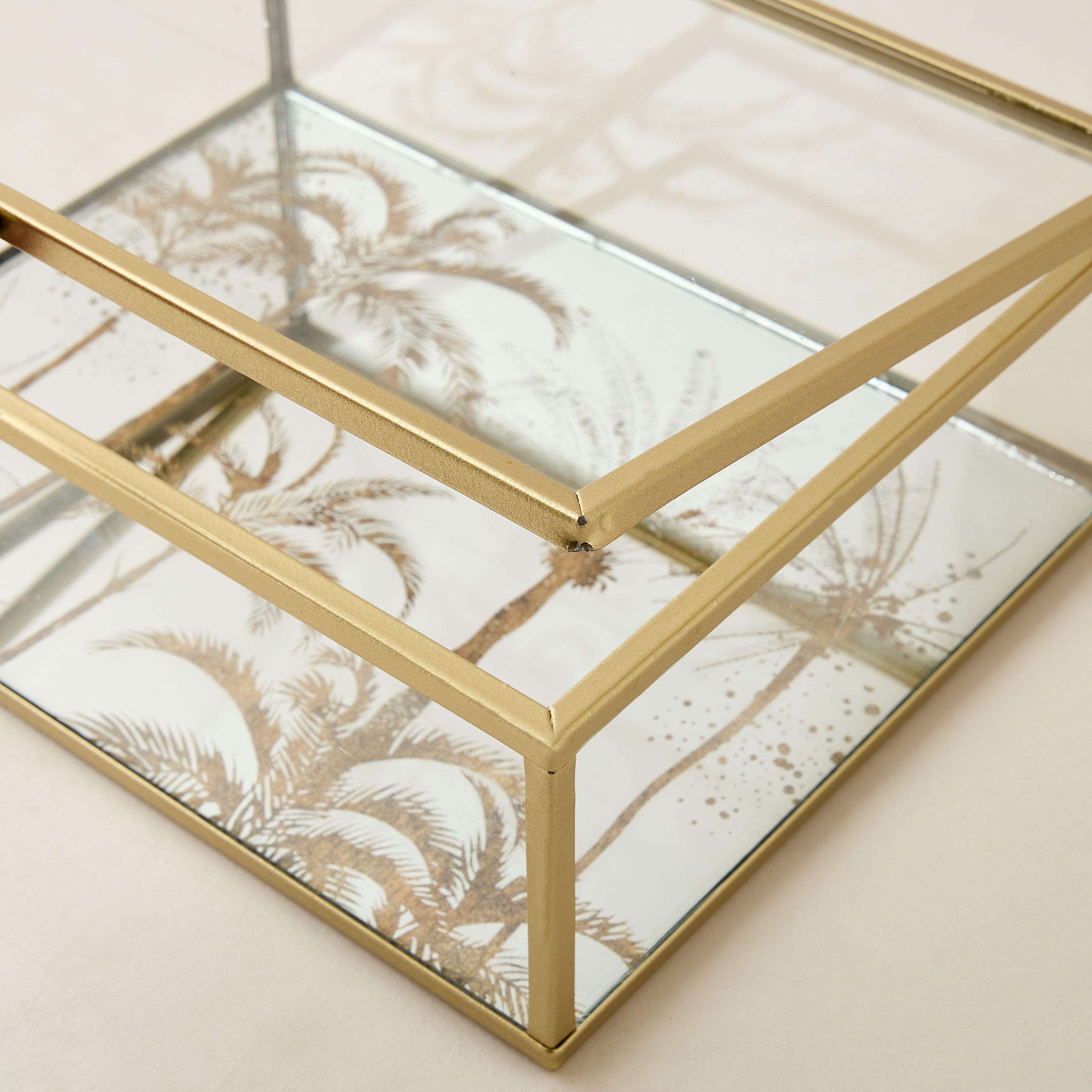 Decorative Palm Tree Print Glass Box - 20x7 cms-household-decor-boxesandtrays-image-4