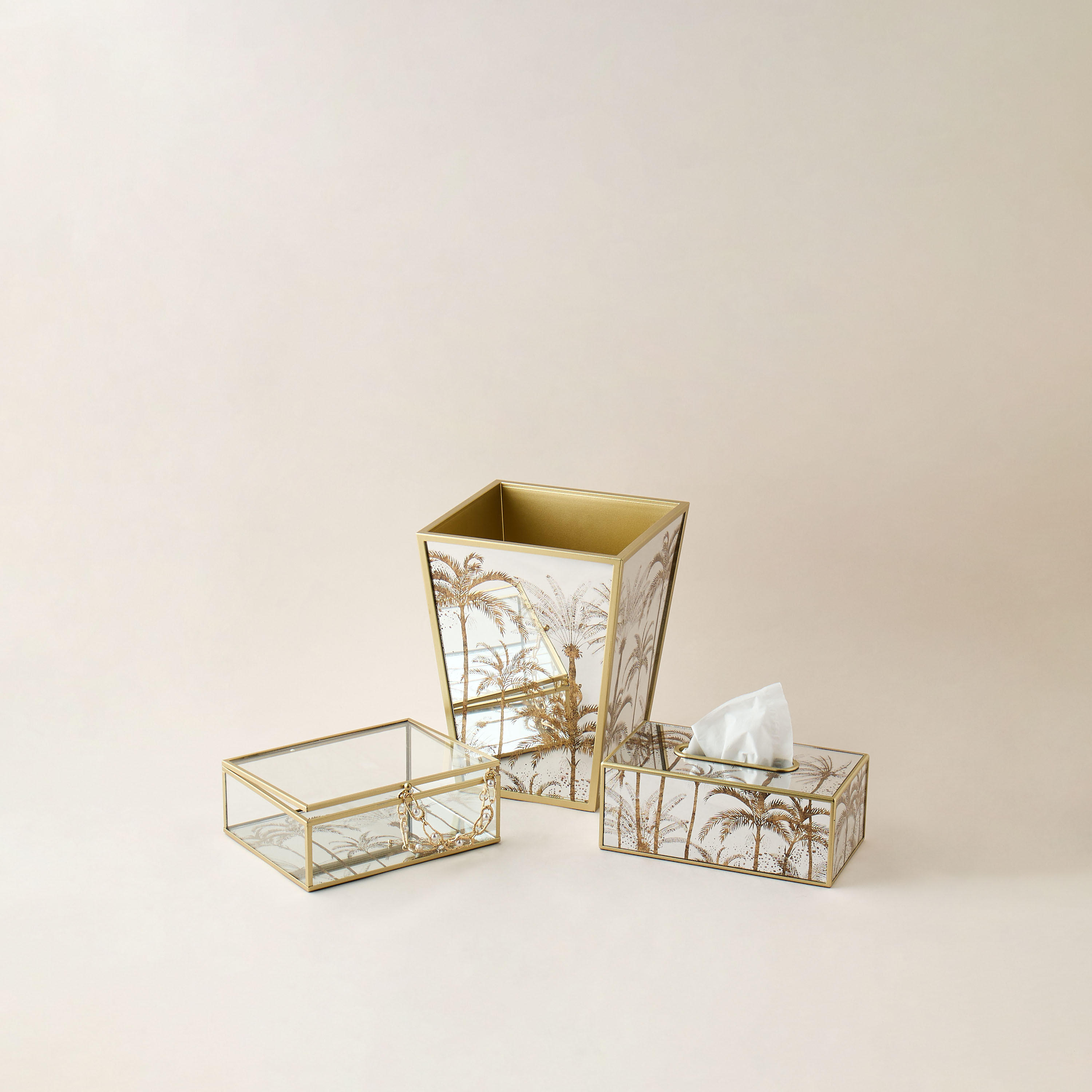Decorative Palm Tree Print Glass Box - 20x7 cms-household-decor-boxesandtrays-image-5