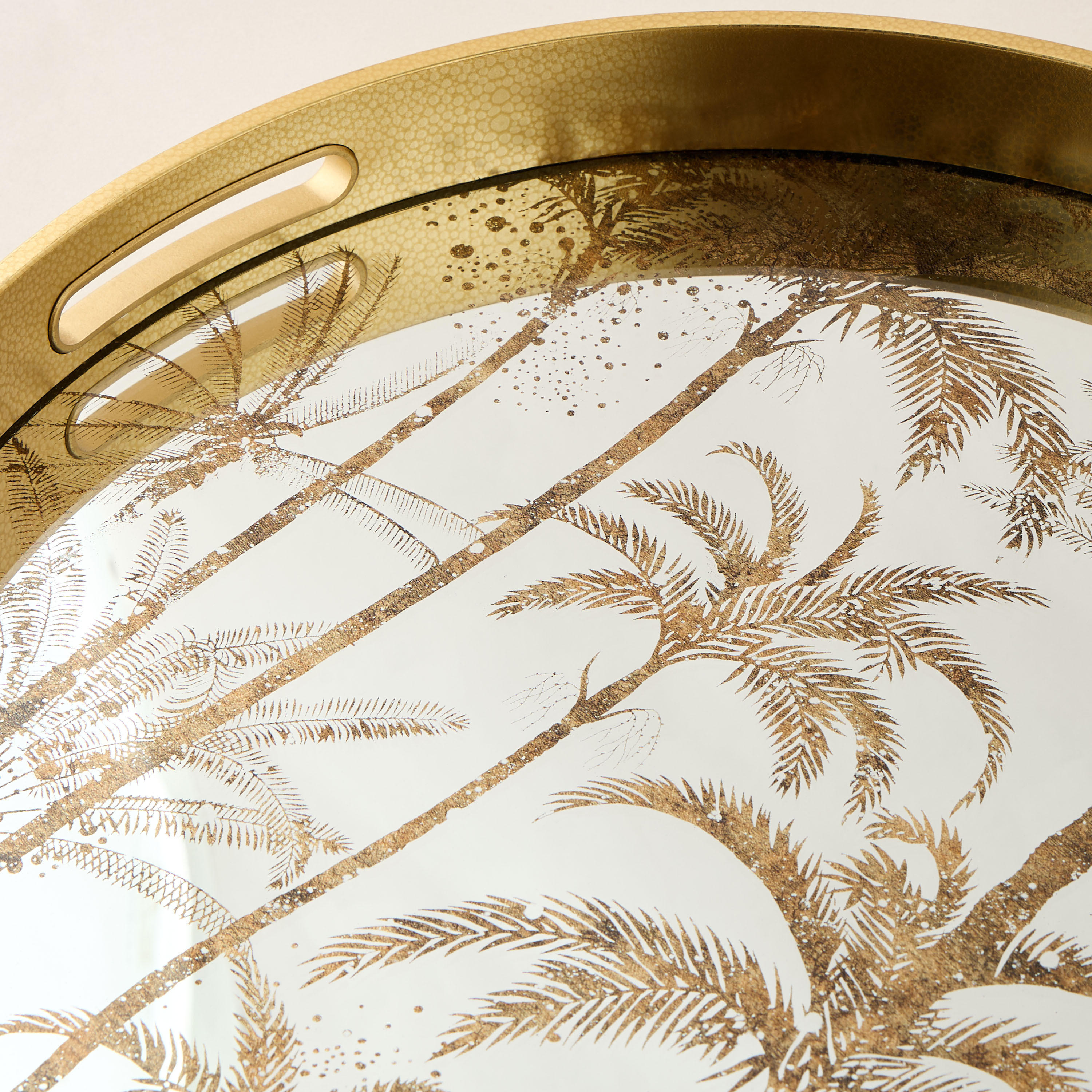 Palm Tree Print Round Decorative Tray - 37x37 cms-household-decor-boxesandtrays-image-3