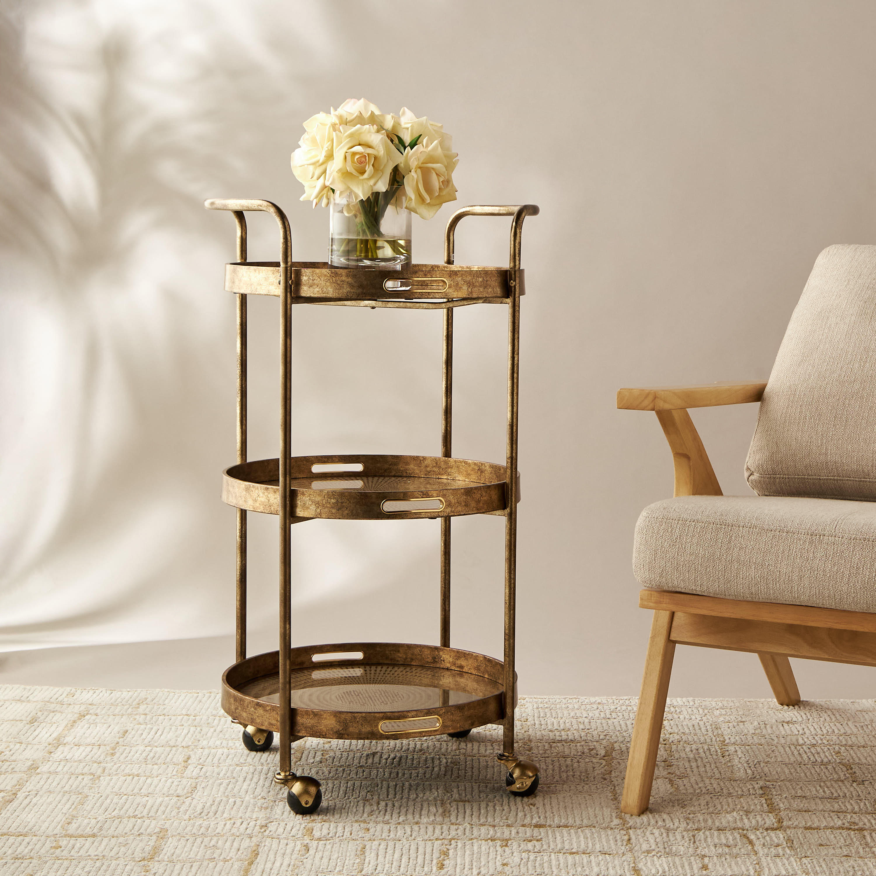 Metal 3-Tier Serving Trolley - 51x86 cms-furniture-diningroom-servingtrolleys-image-2
