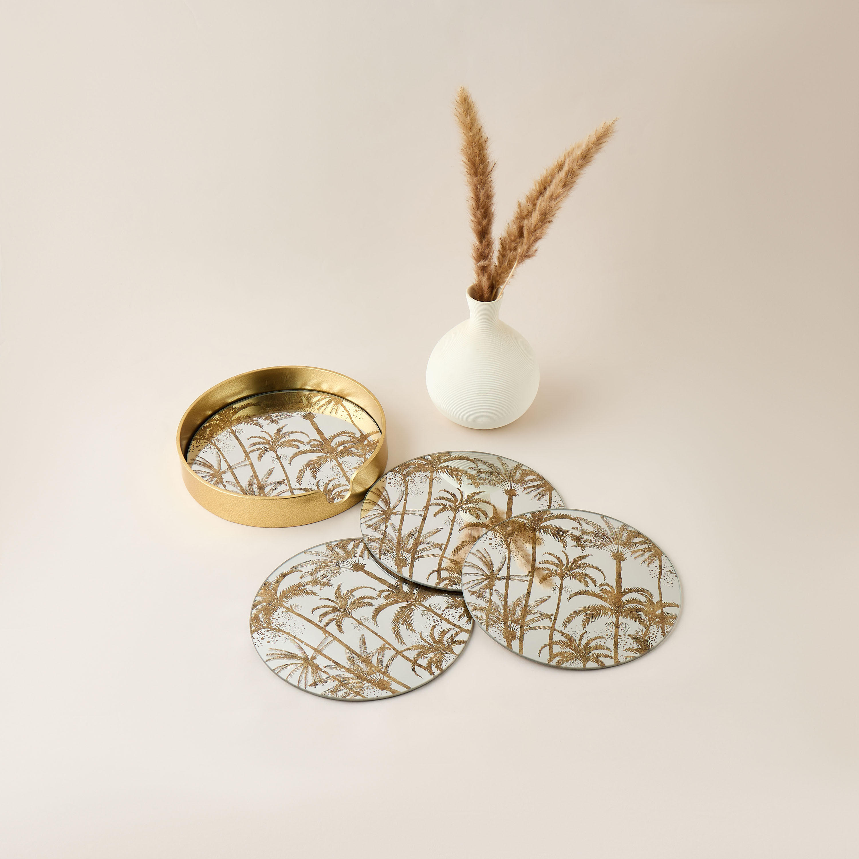 Palm 4-Piece Decorative Placemat Set with Rack-household-dining-tablelinen-placemats-image-1