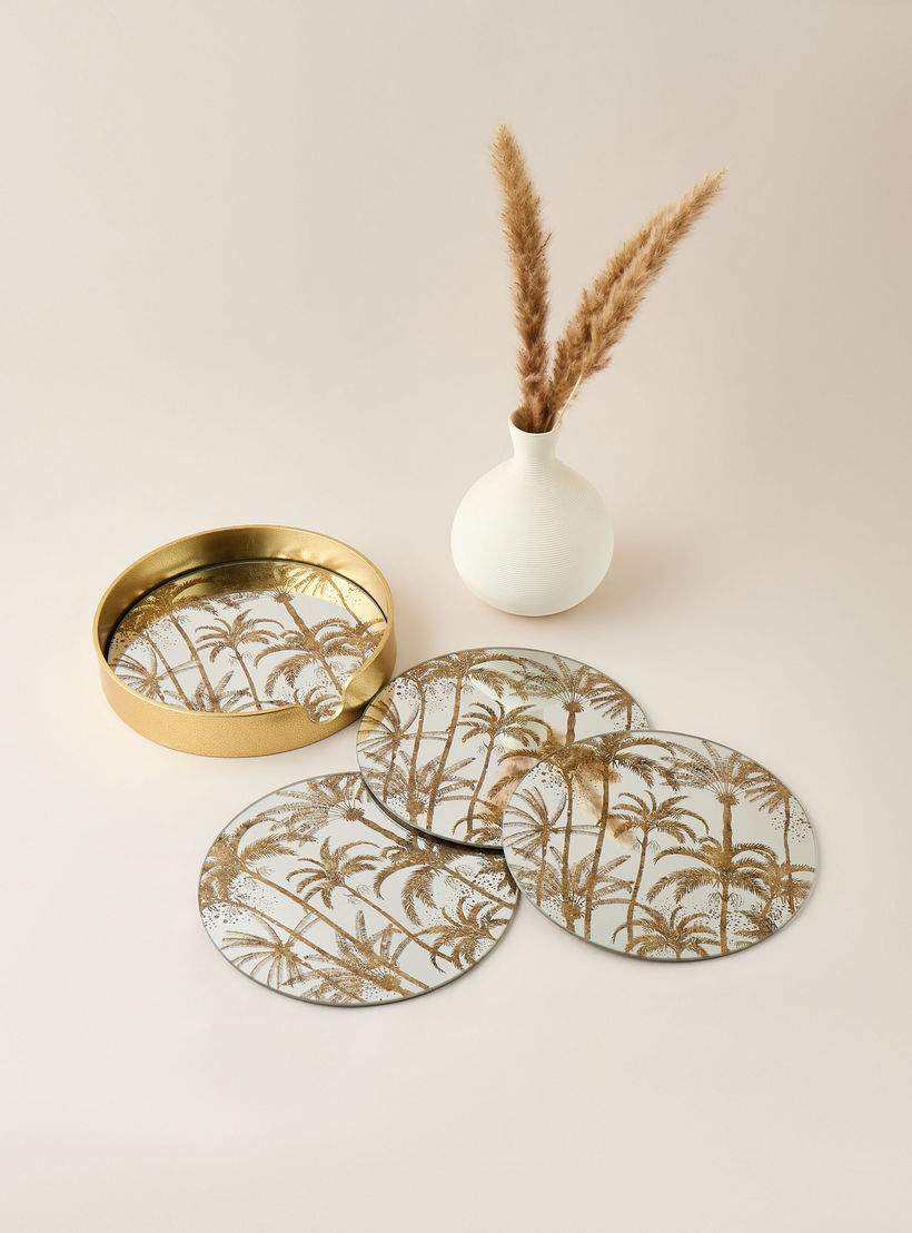 Palm 4-Piece Decorative Placemat Set with Rack-household-dining-tablelinen-placemats-image-1