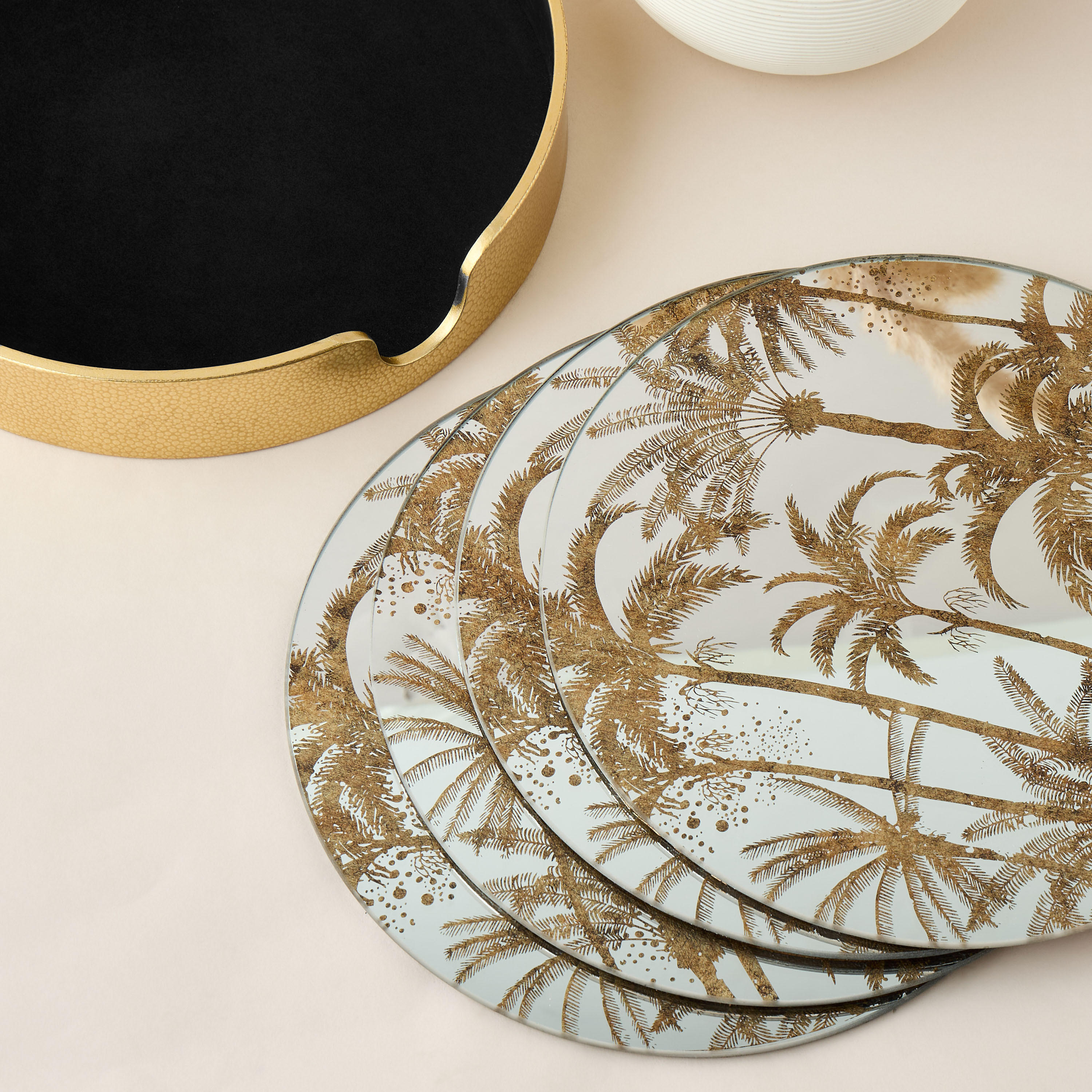 Palm 4-Piece Decorative Placemat Set with Rack-household-dining-tablelinen-placemats-image-4