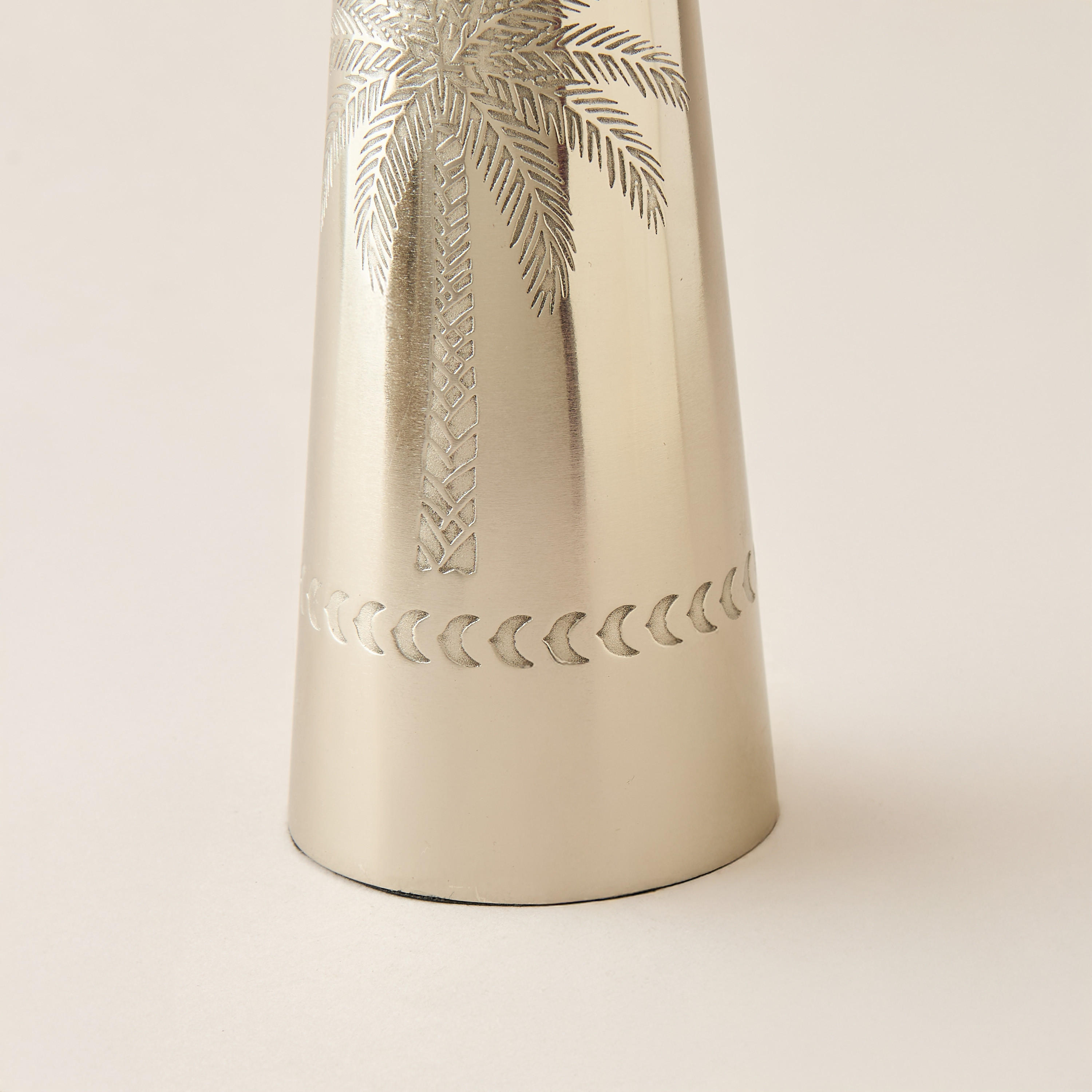 Palm Tree Engraved Metal Pillar Candleholder - 21 cms-household-decor-candleholdersandlanterns-image-4