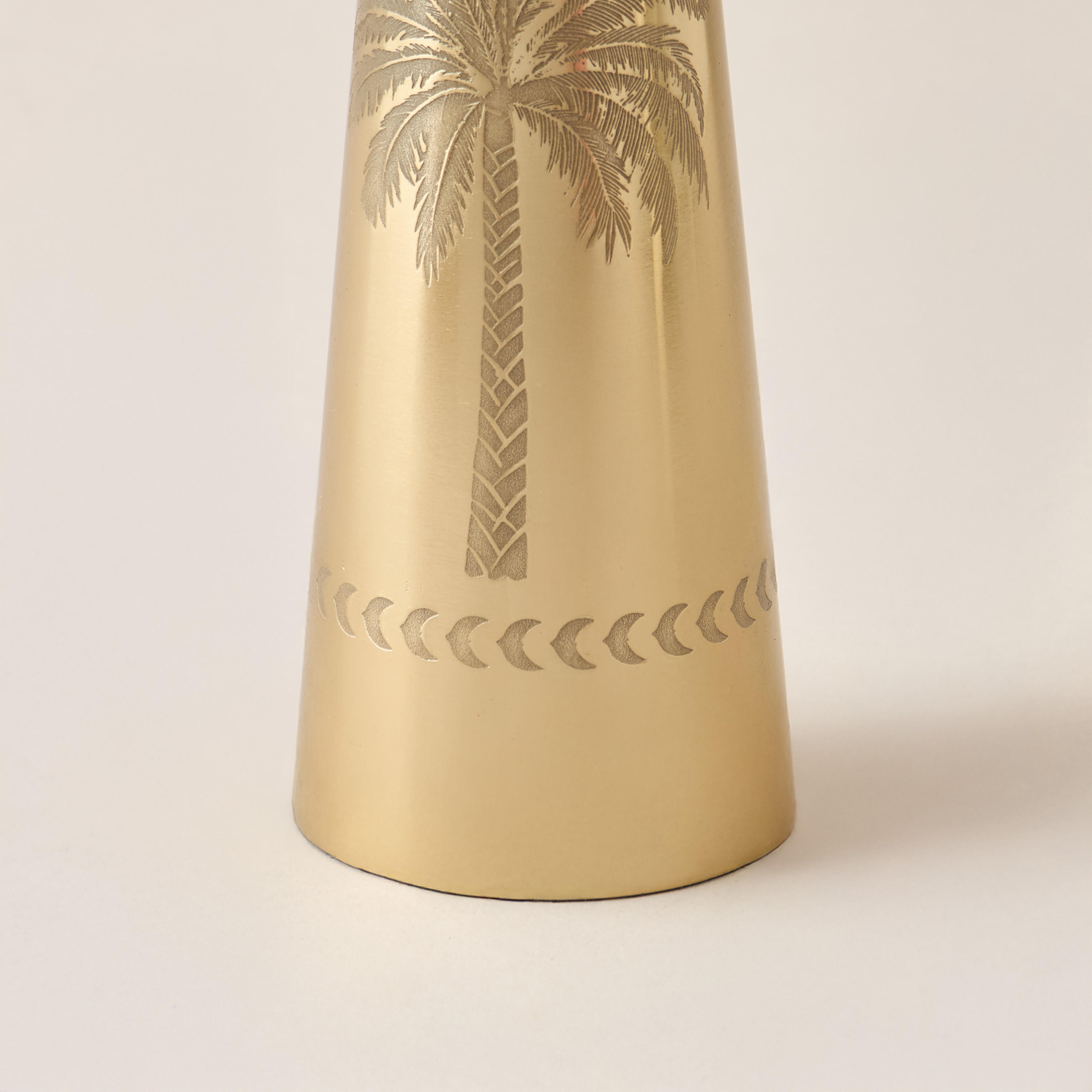 Palm Tree Engraved Metal Pillar Candleholder - 21 cms-household-decor-candleholdersandlanterns-image-4
