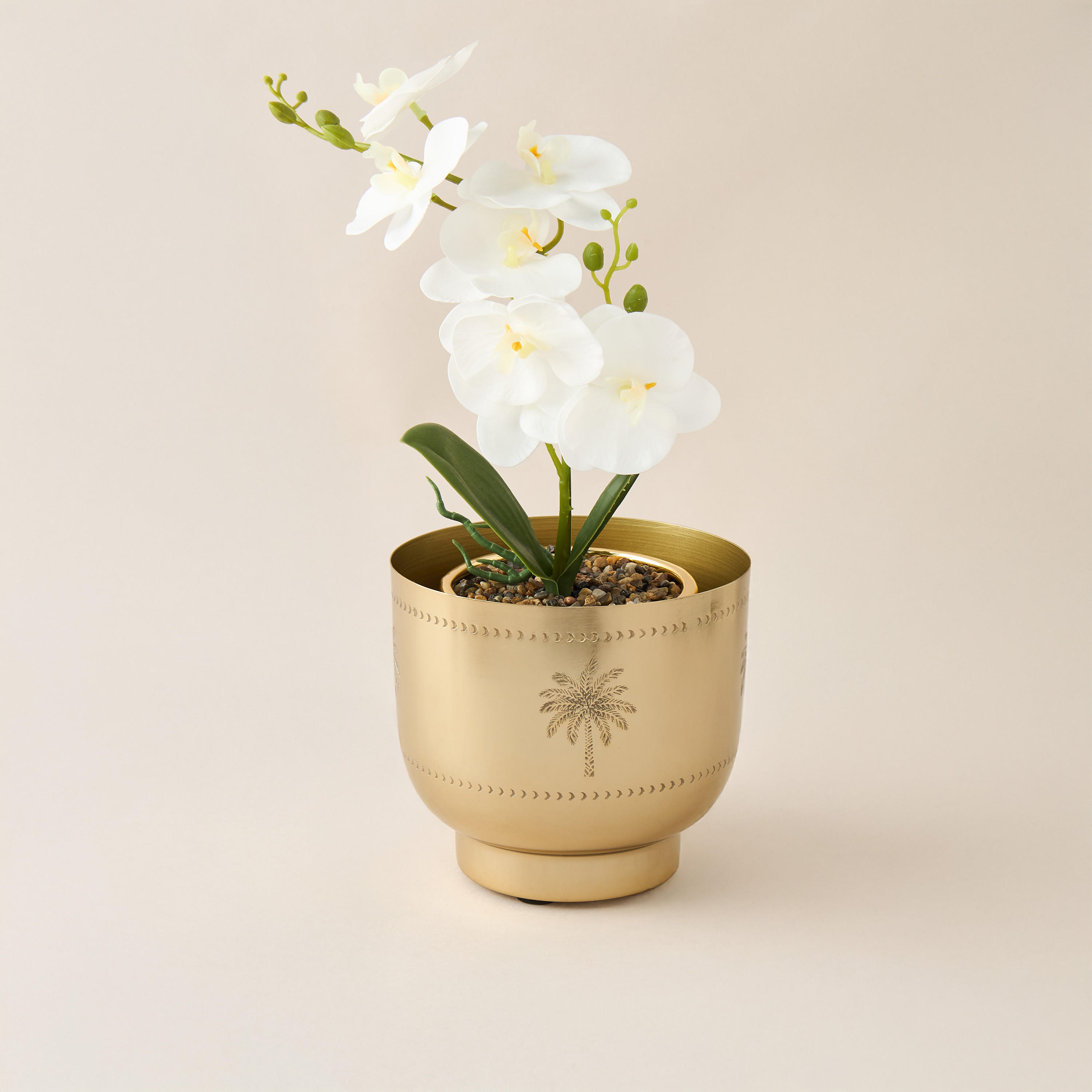 Palm Tree Engraved Metal Planter - 15 cms-household-gardenandoutdoor-potsandplanters-image-2