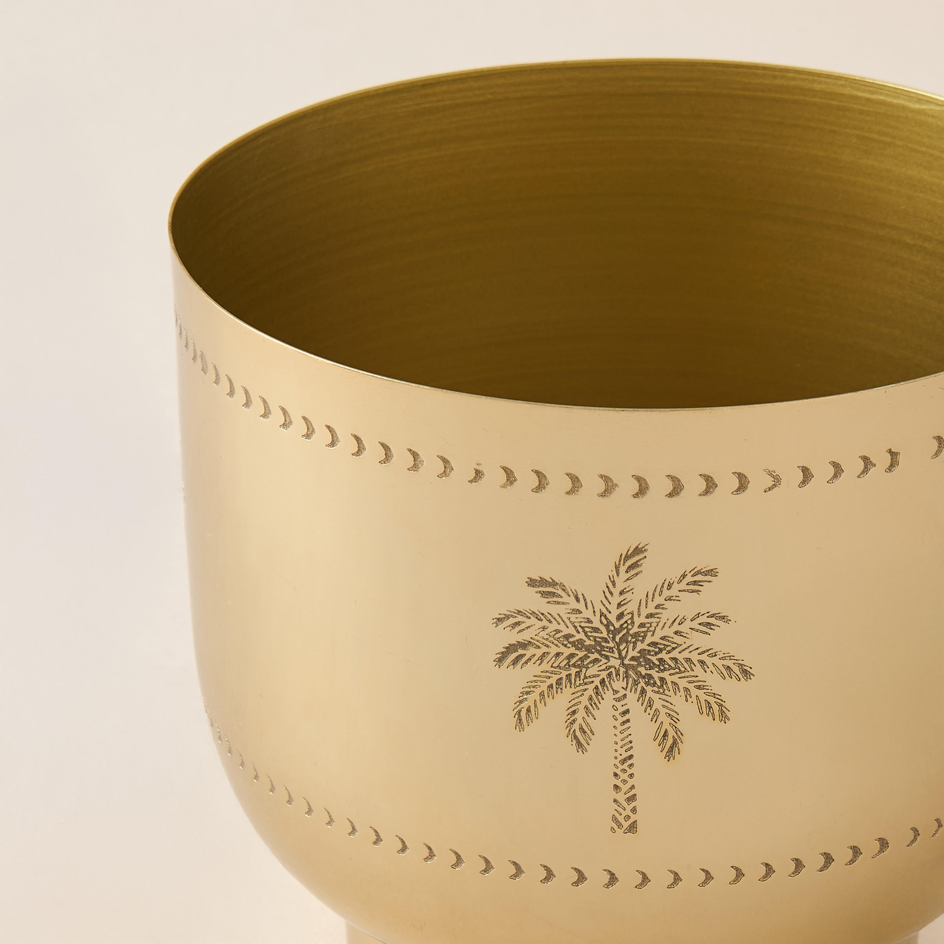 Palm Tree Engraved Metal Planter - 15 cms-household-gardenandoutdoor-potsandplanters-image-3