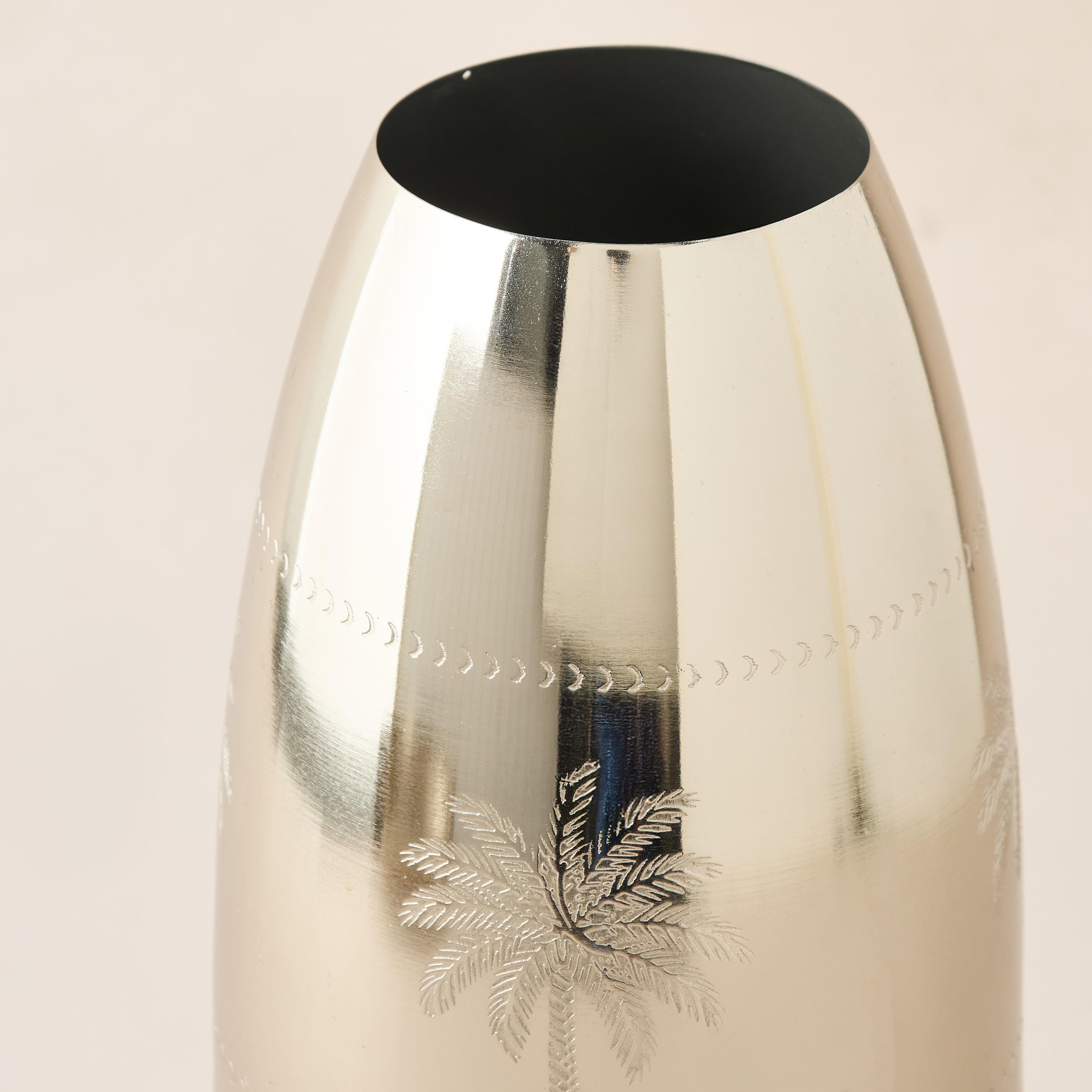 Palm Tree Engraved Metal Vase - 14x14x30 cms-household-decor-vasesandbowls-image-3