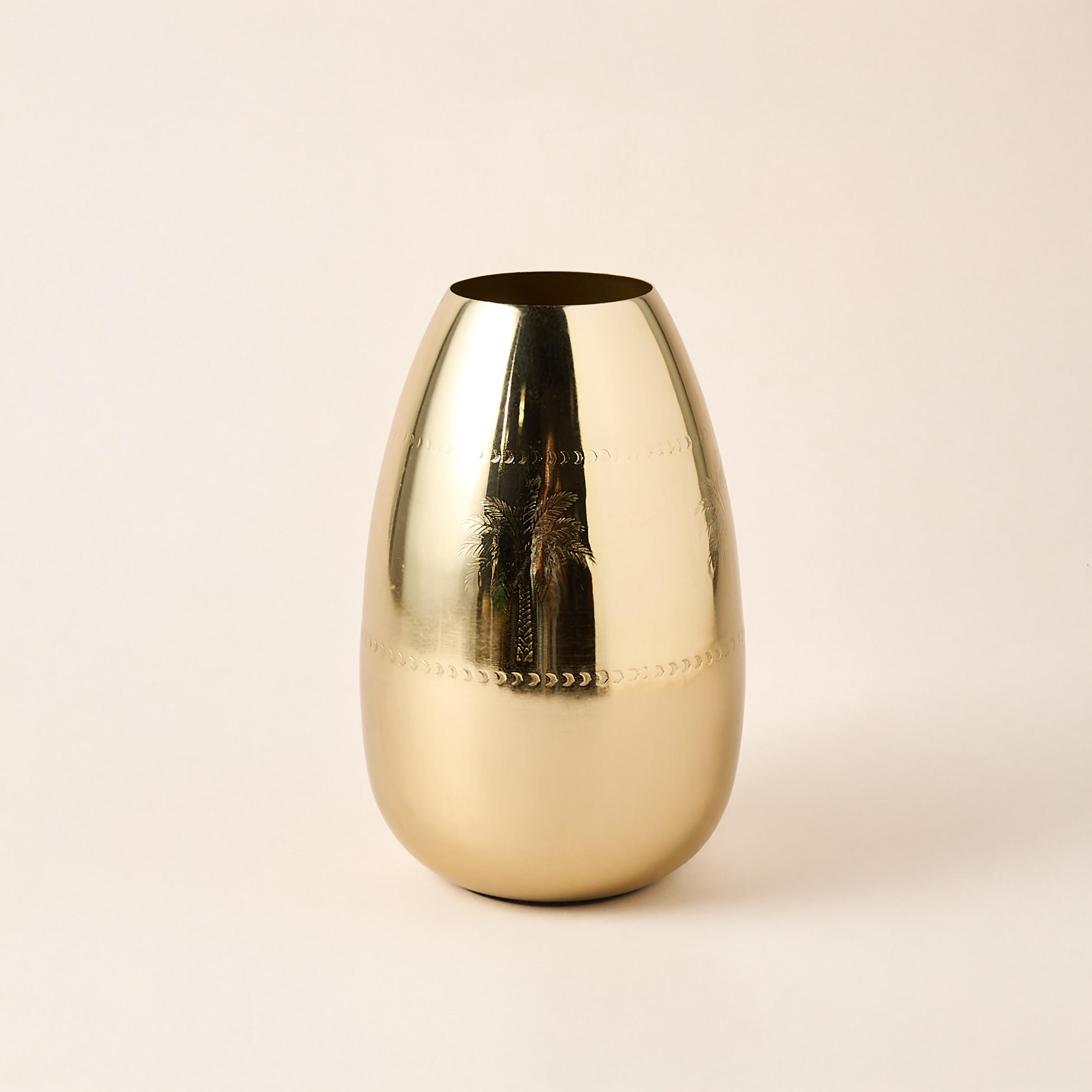 Palm Decorative Metal Vase - 19.5 cms-household-decor-vasesandbowls-image-1