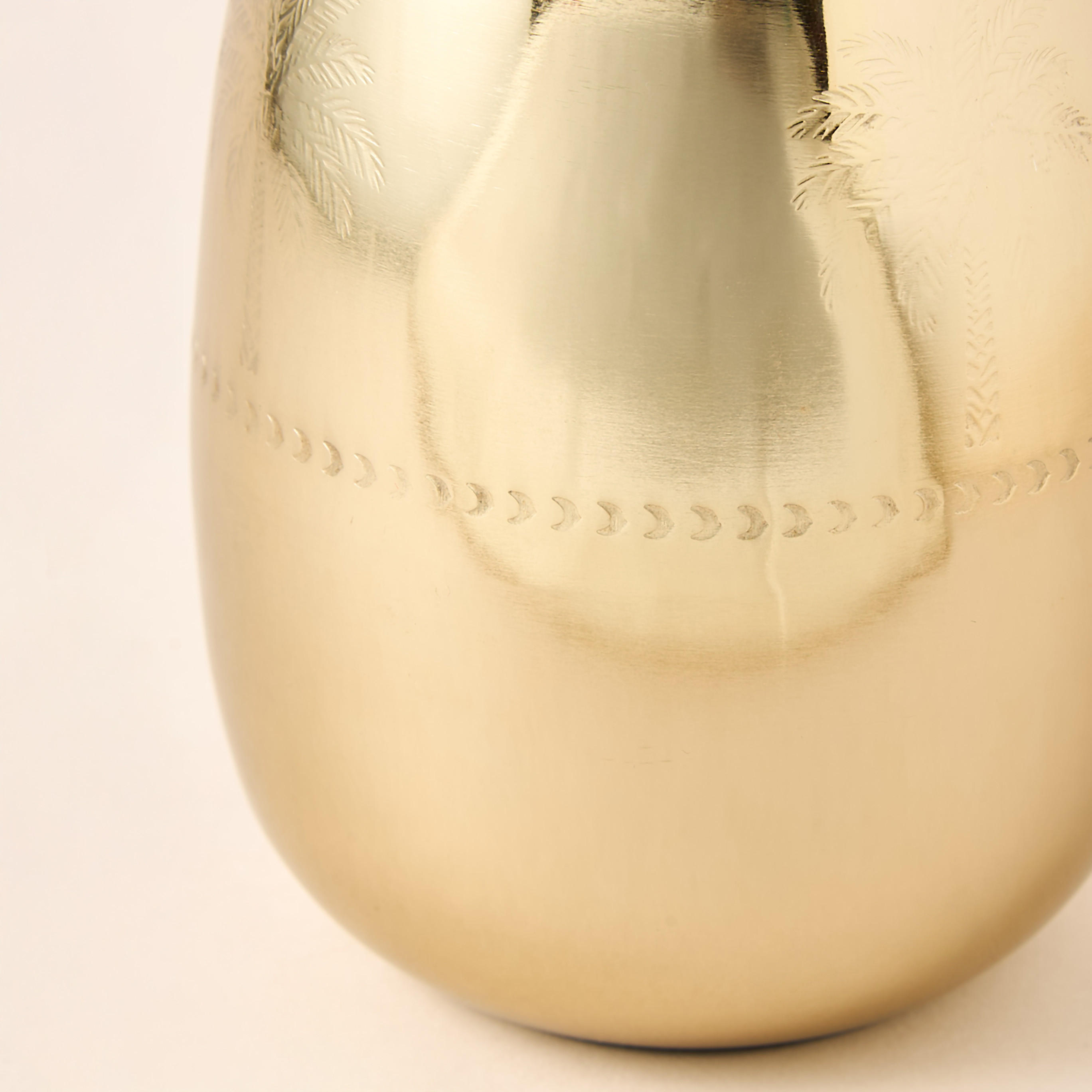 Palm Decorative Metal Vase - 19.5 cms-household-decor-vasesandbowls-image-3