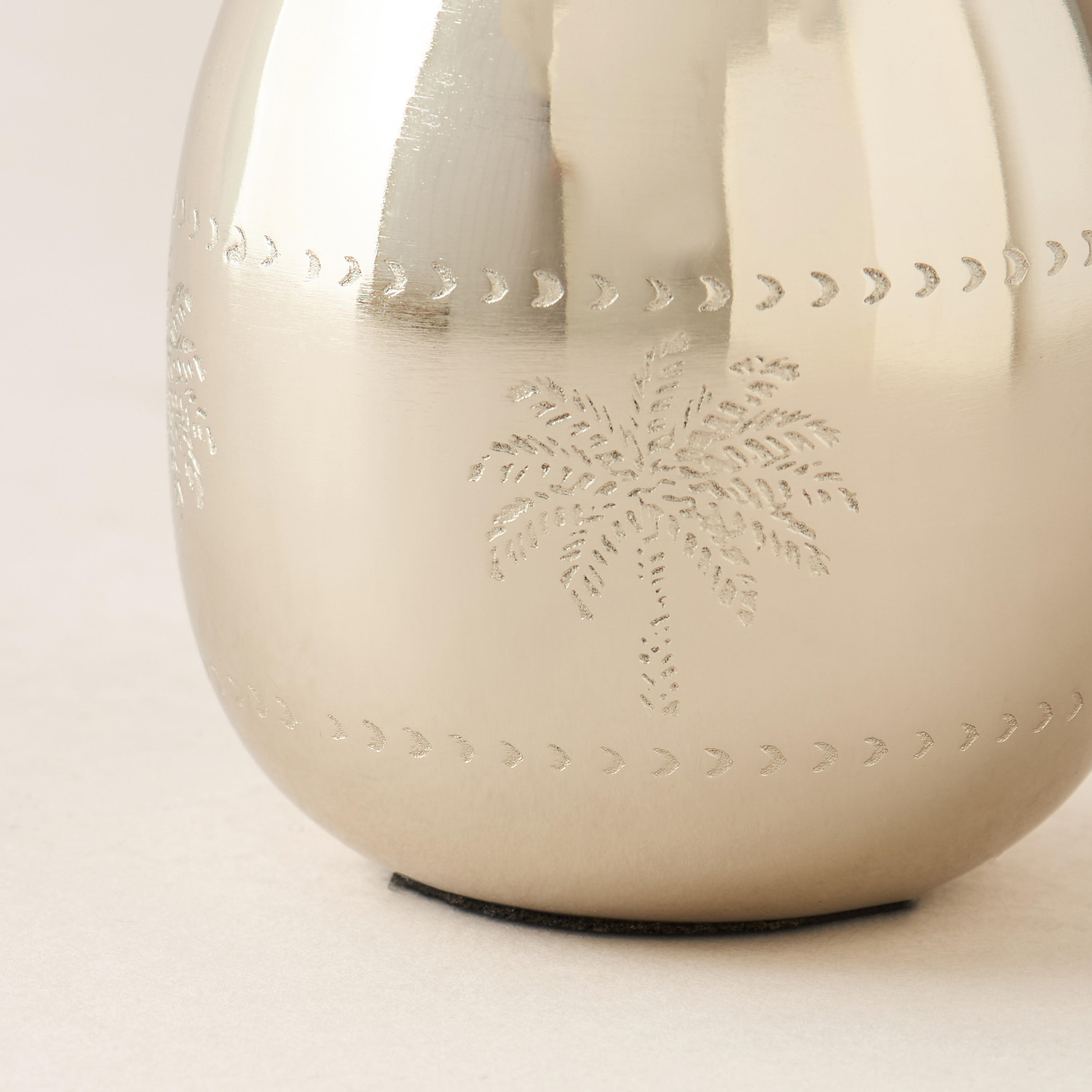 Palm Tree Engraved Metal Vase - 8x8x10 cms-household-decor-vasesandbowls-image-4