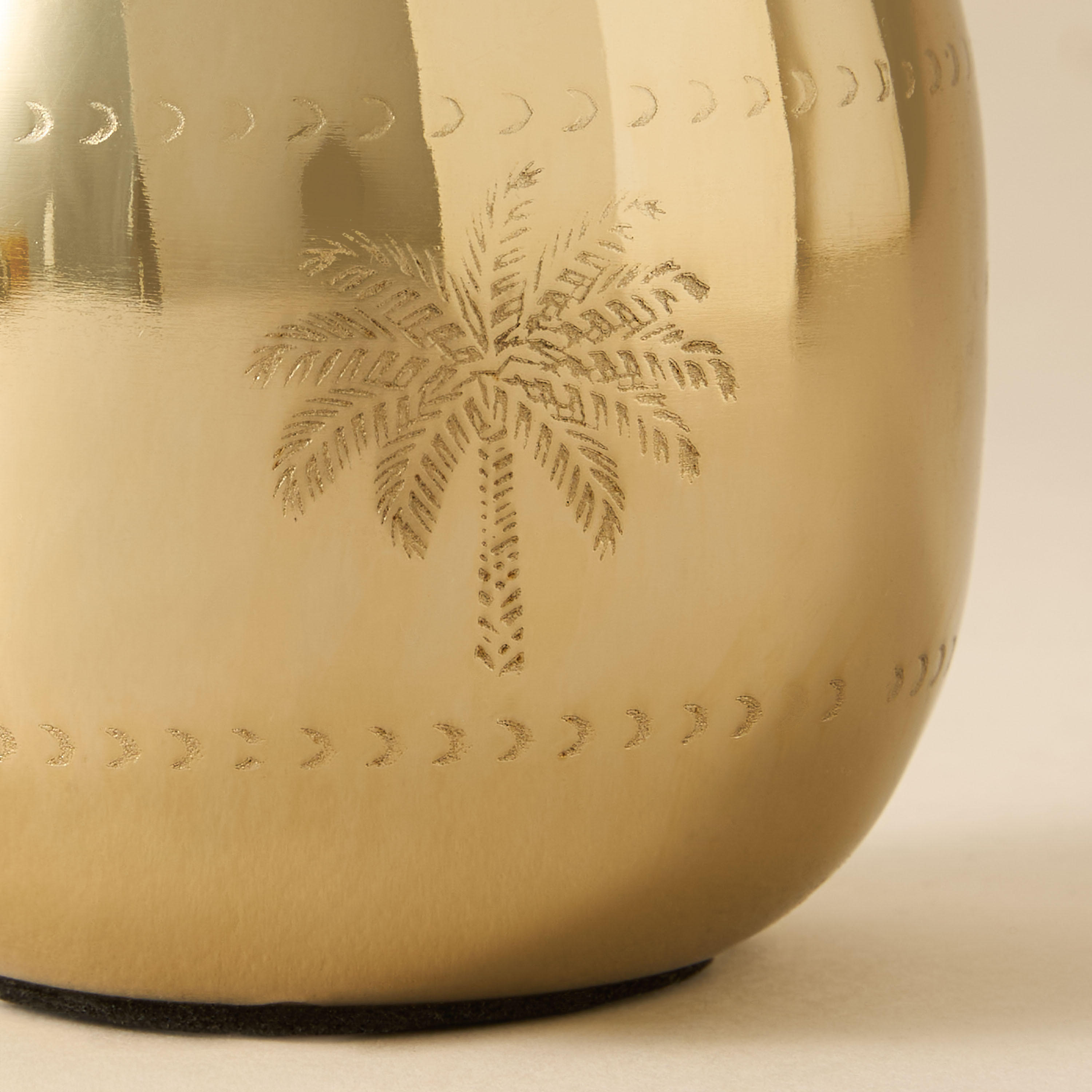 Palm Tree Engraved Metal Vase - 8x8x10 cms-household-decor-vasesandbowls-image-4