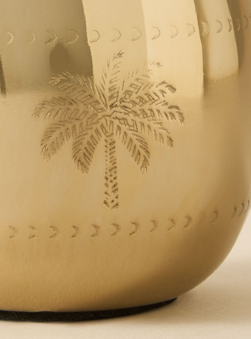 Palm Tree Engraved Metal Vase - 8x8x10 cms-household-decor-vasesandbowls-image-4