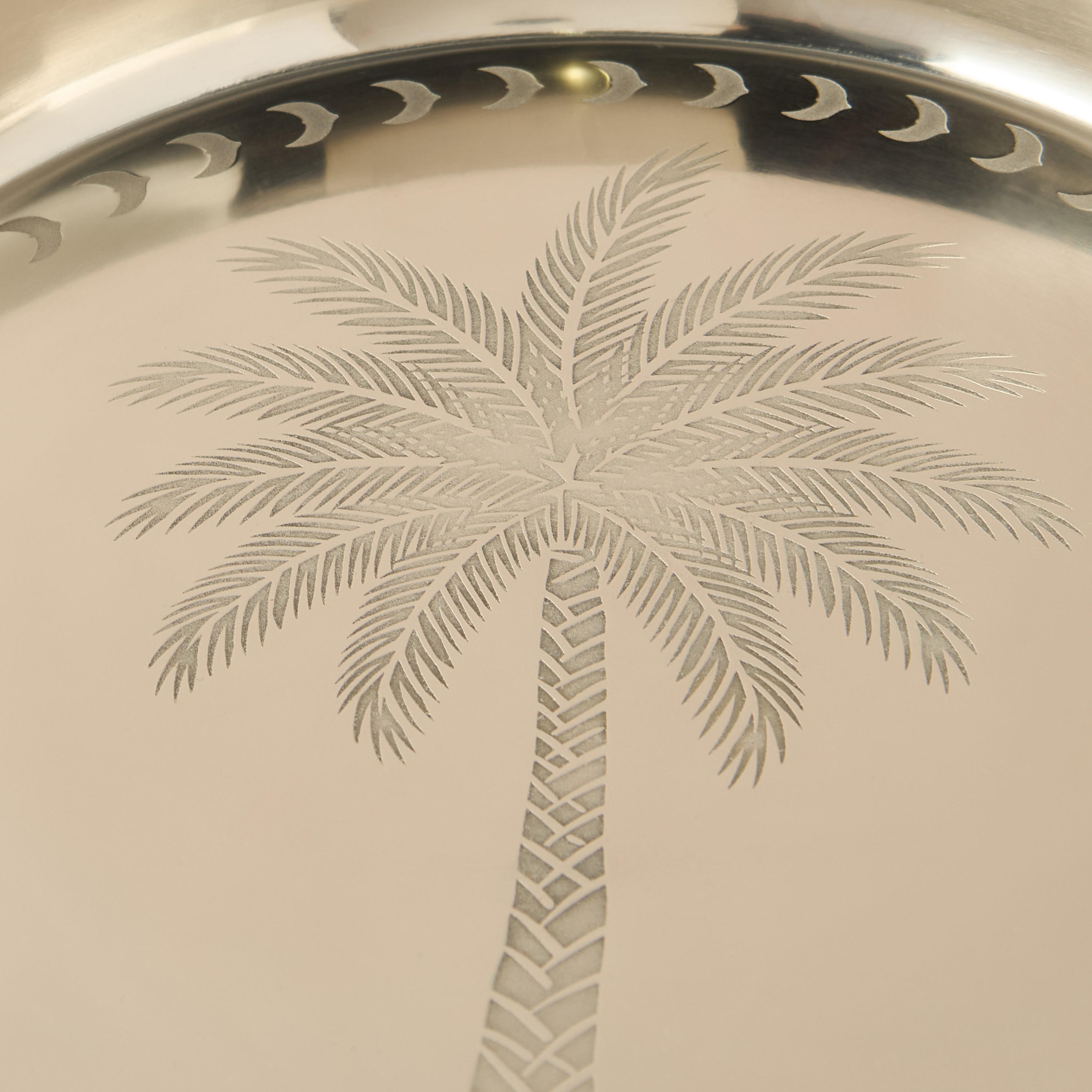 Palm Tree Engraved Metal Decorative Bowl - 30x30 cms-household-decor-vasesandbowls-image-3
