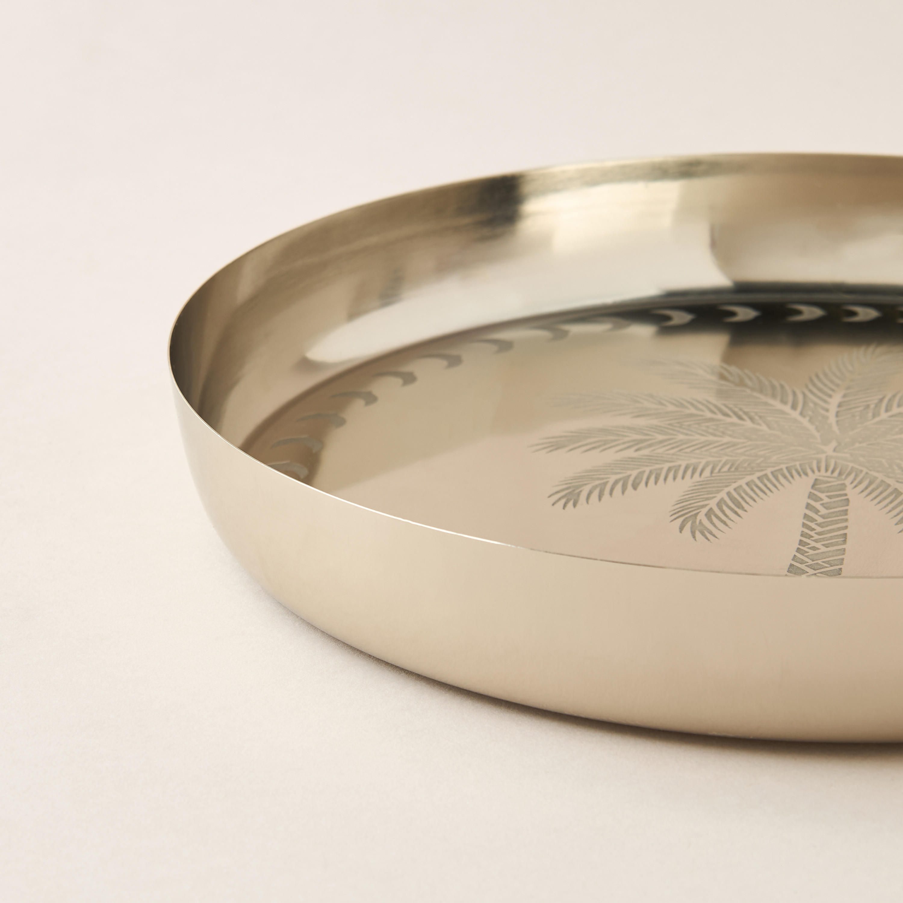 Palm Tree Engraved Metal Decorative Bowl - 30x30 cms-household-decor-vasesandbowls-image-4