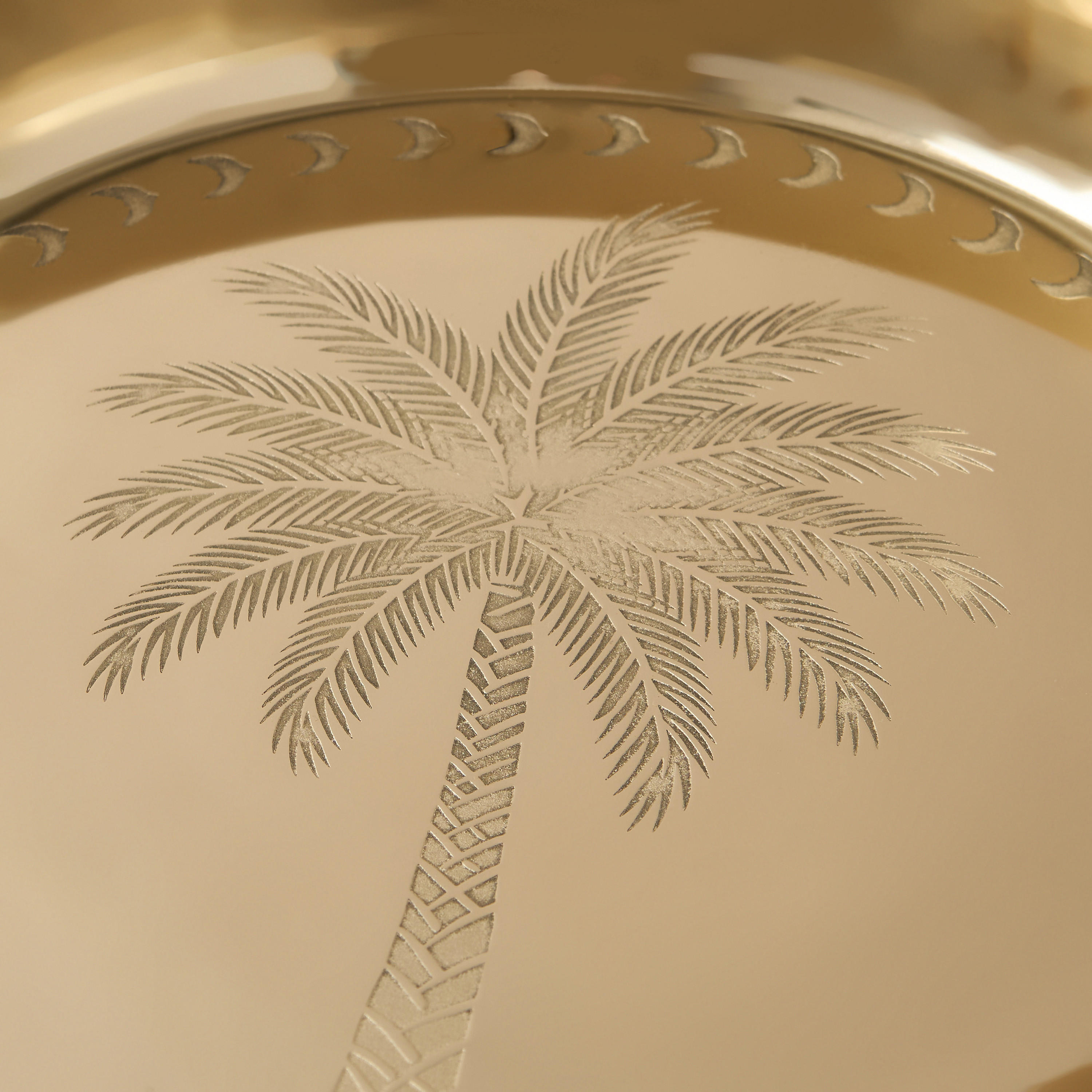 Palm Tree Engraved Metal Decorative Bowl - 30x30 cms-household-decor-vasesandbowls-image-3