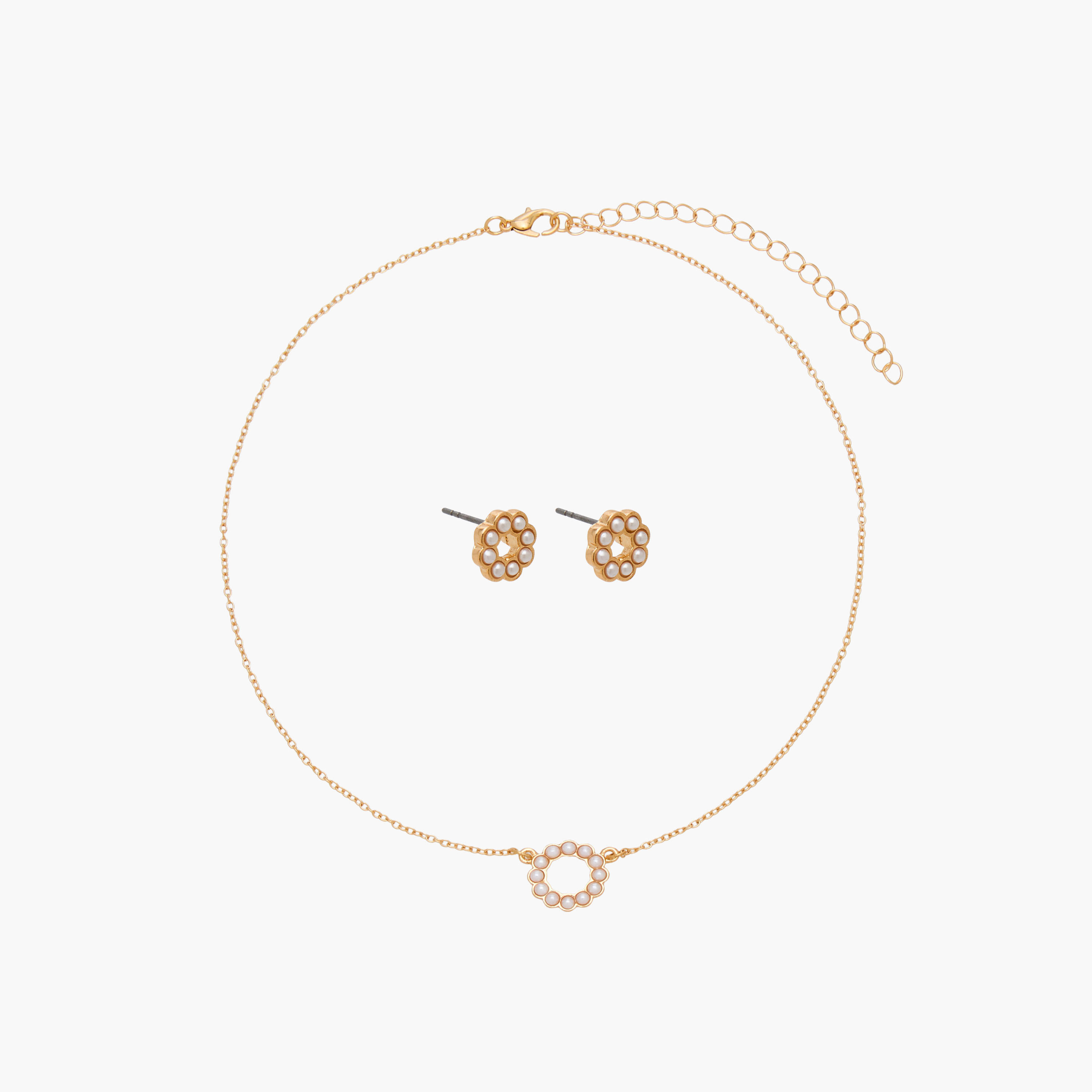 Pearl Embellished Pendant Necklace and Earrings-women-watchesandjewellery-jewellery-jewellerysets-image-1