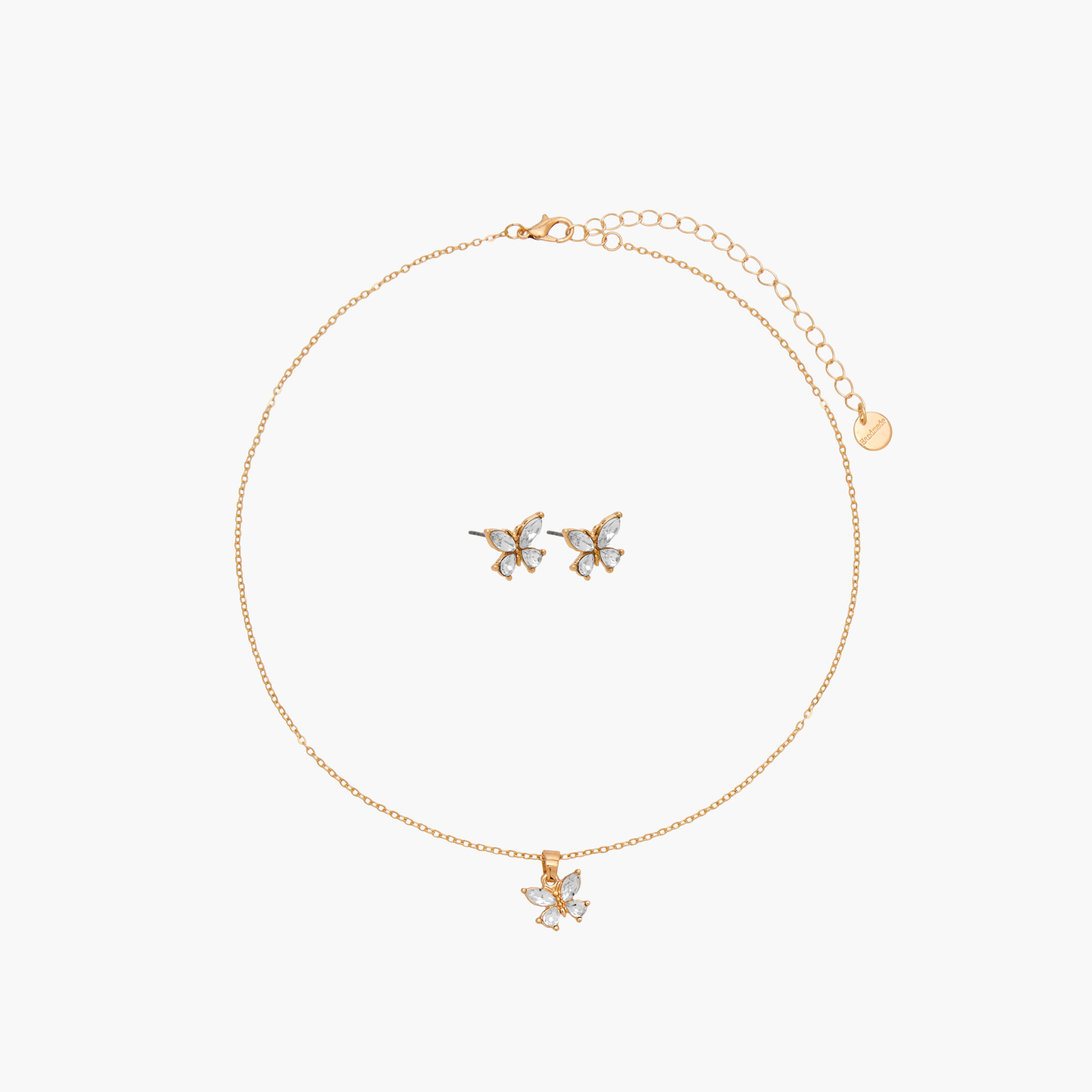 Butterfly Embellished Pendant Necklace and Earrings Set-women-watchesandjewellery-jewellery-jewellerysets-image-1