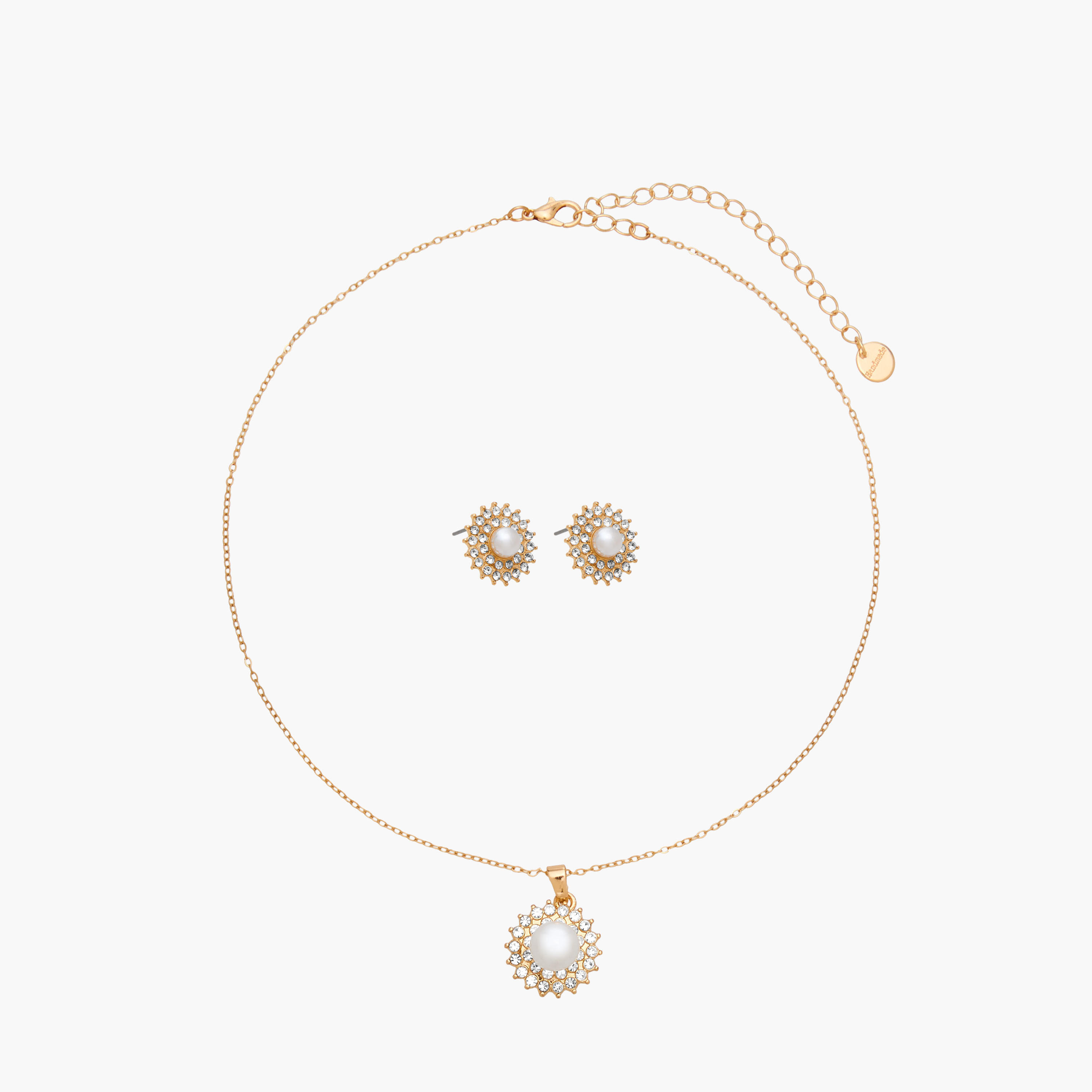 Pearl Embellished Pendant Necklace and Earrings-women-watchesandjewellery-jewellery-jewellerysets-image-1