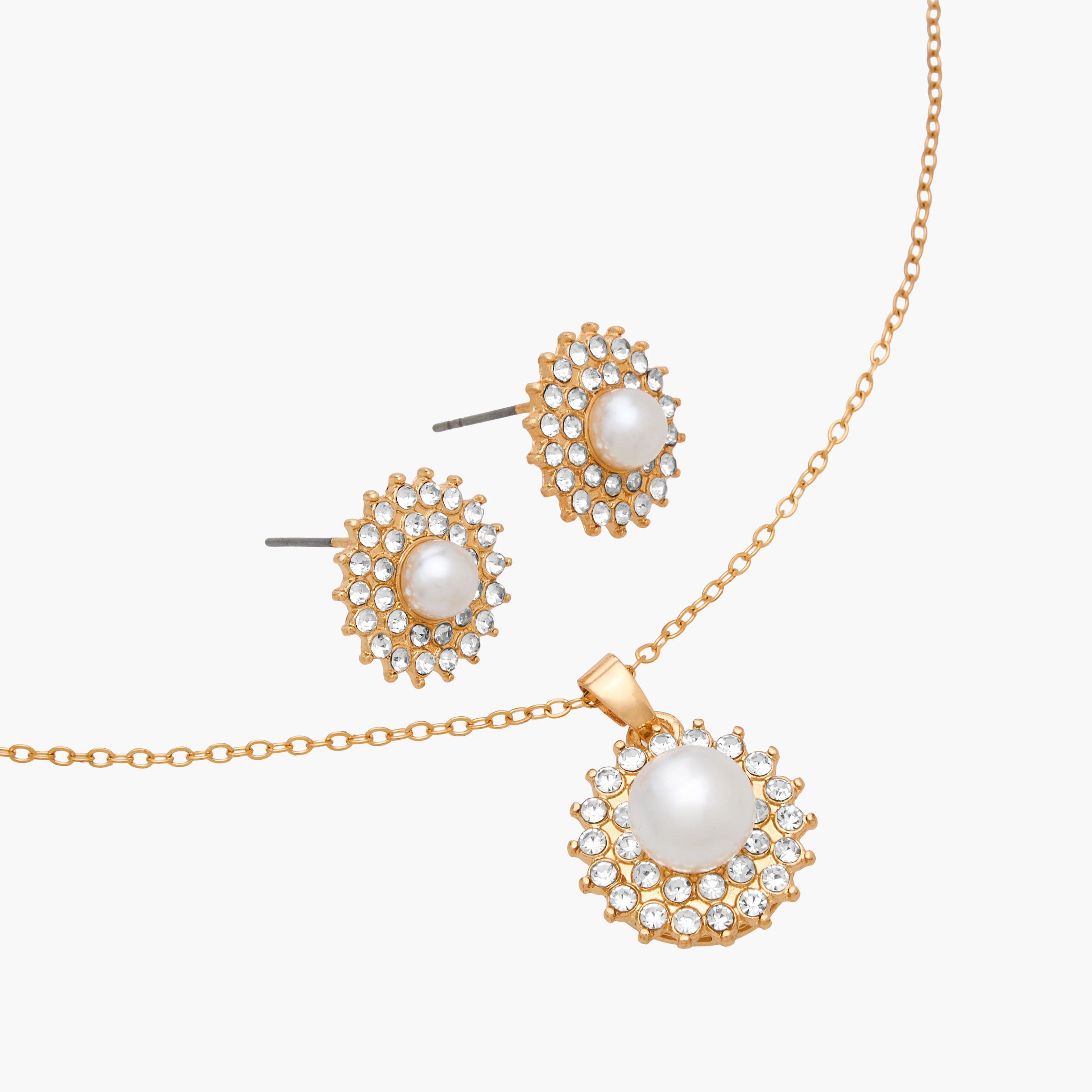 Pearl Embellished Pendant Necklace and Earrings-women-watchesandjewellery-jewellery-jewellerysets-image-5