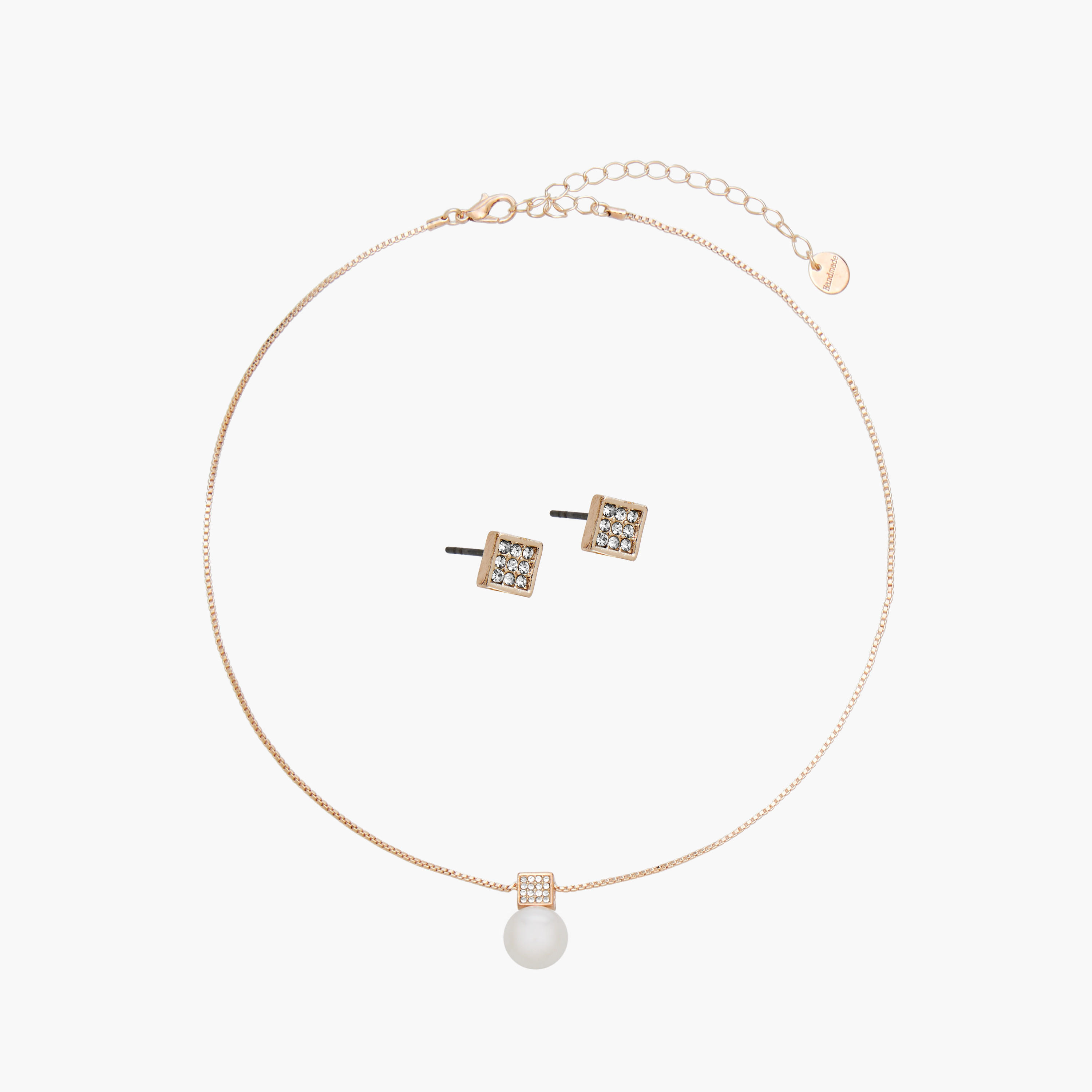 Pearl Embellished Pendant Necklace and Earrings-women-watchesandjewellery-jewellery-jewellerysets-image-1