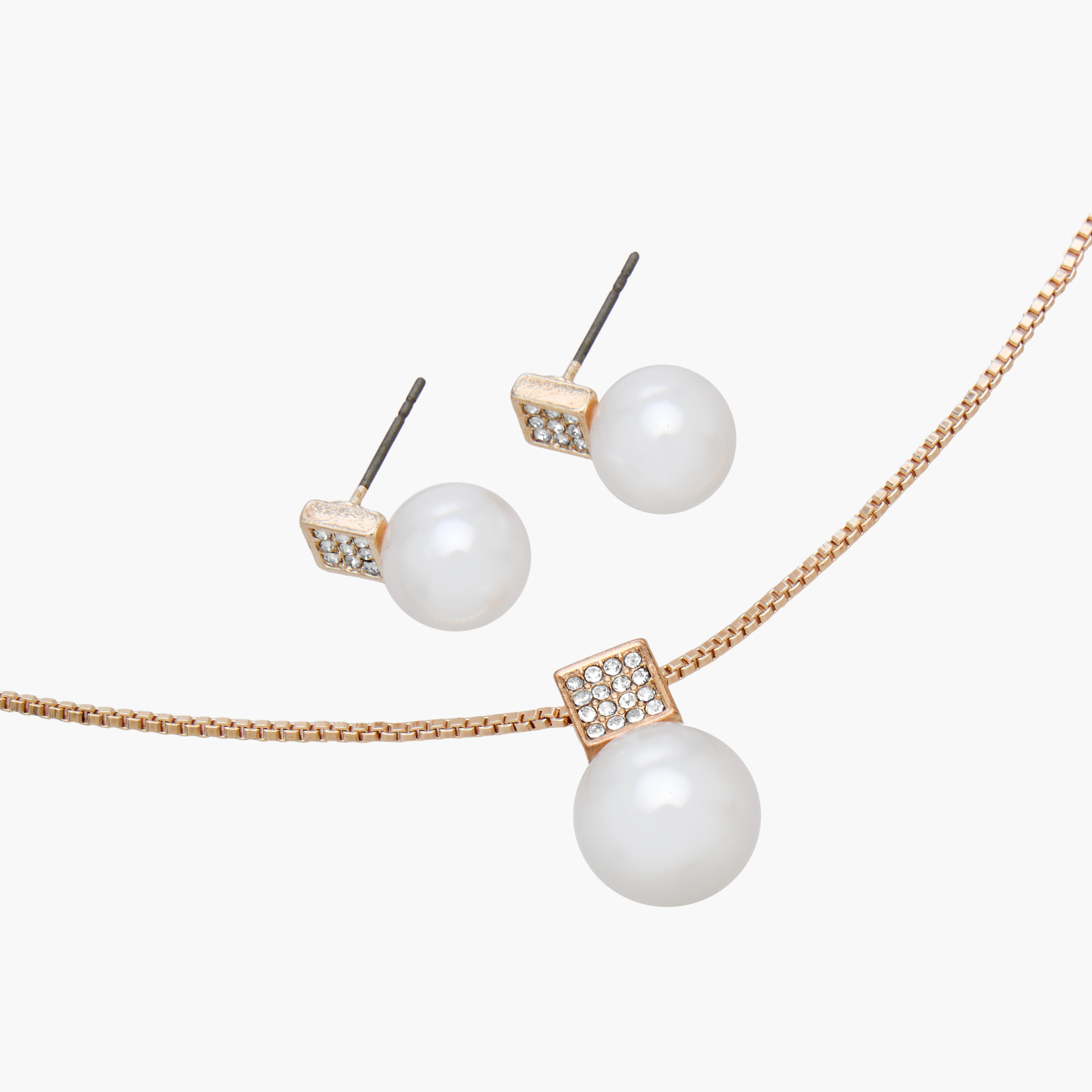 Pearl Embellished Pendant Necklace and Earrings-women-watchesandjewellery-jewellery-jewellerysets-image-5