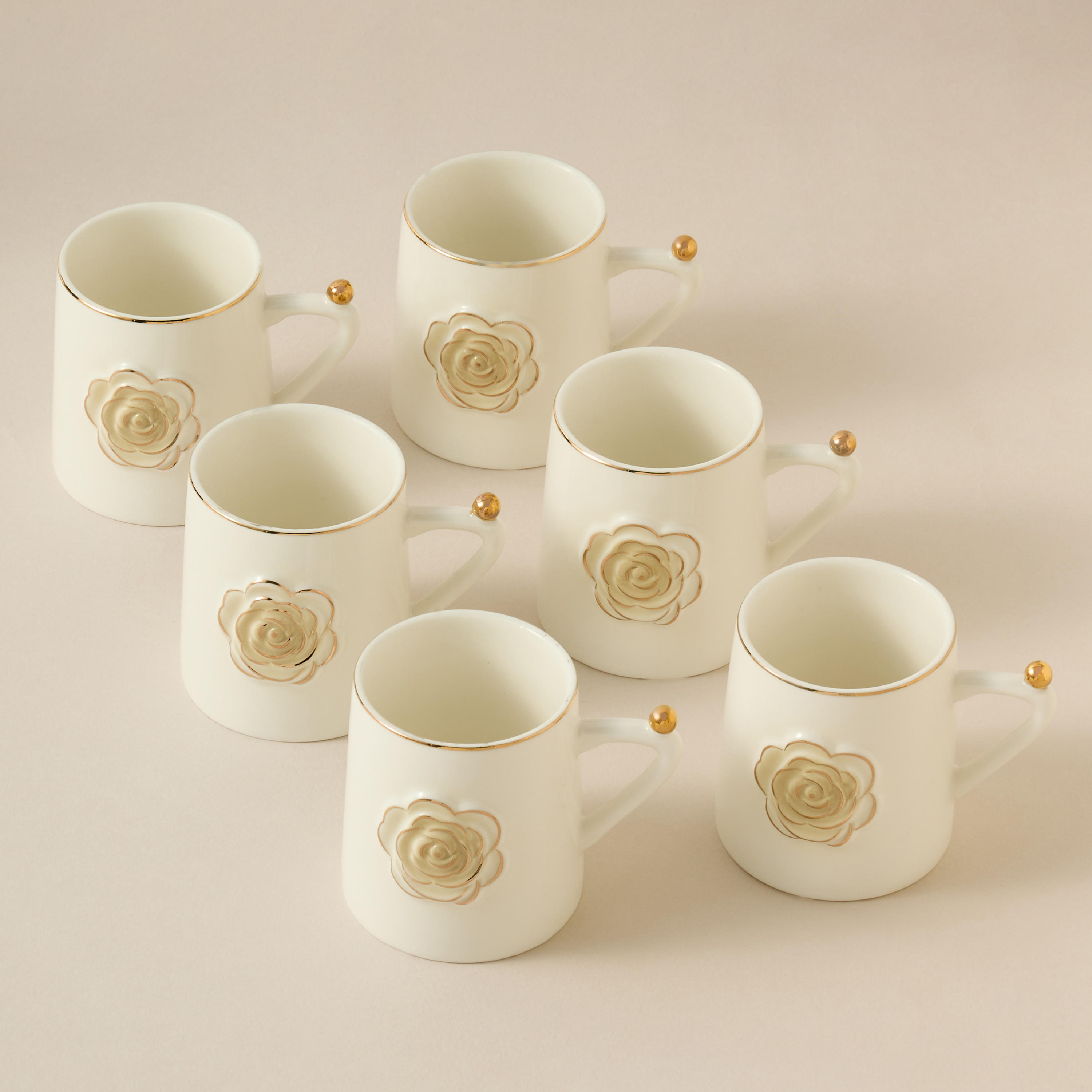 Rose Accent 6-Piece Porcelain Cup Set - 100 ml-household-dining-teaandcoffee-teaandcoffeesets-image-2