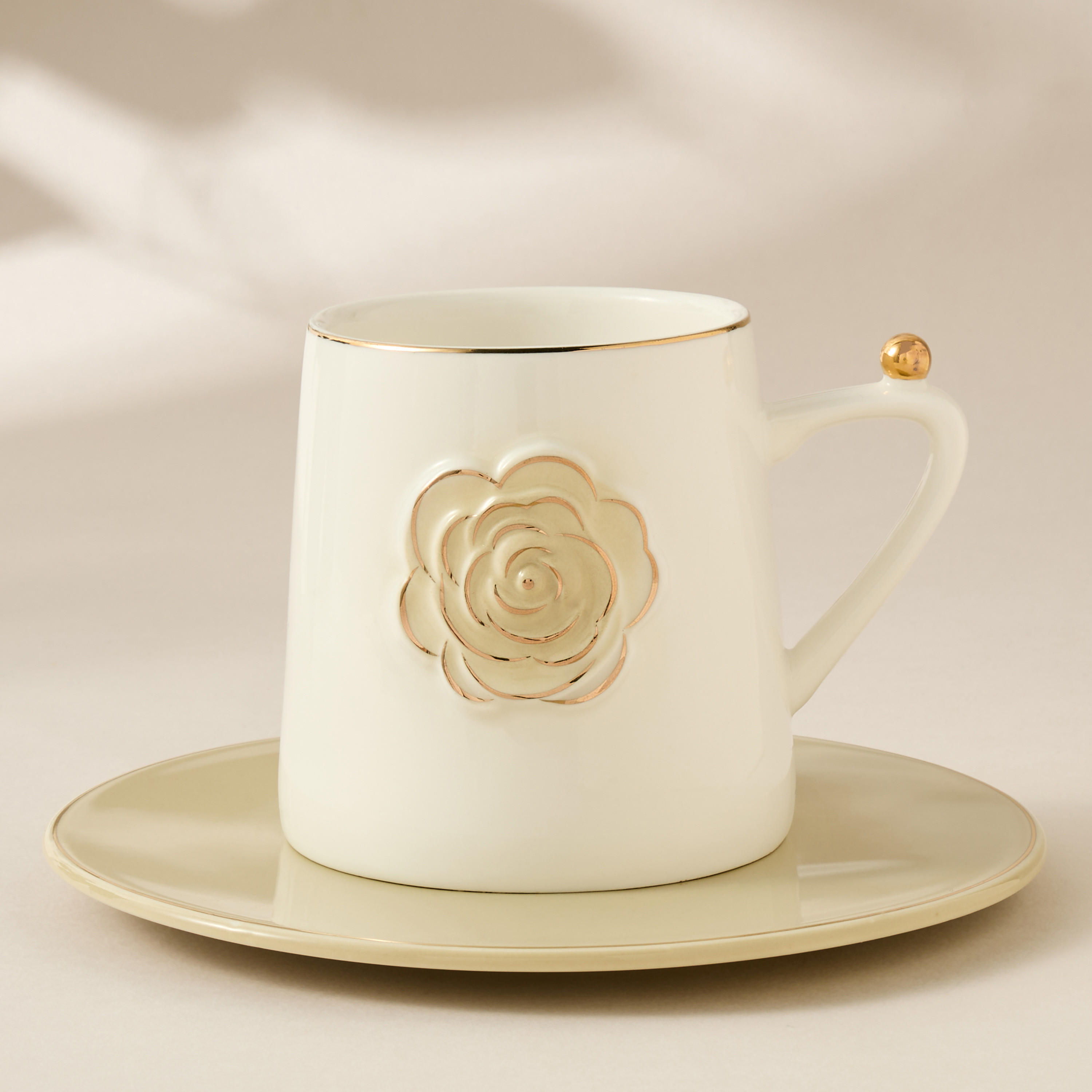 Rose Accent Porcelain Cup and Saucer Set - 220 ml-household-dining-teaandcoffee-teaandcoffeesets-image-2