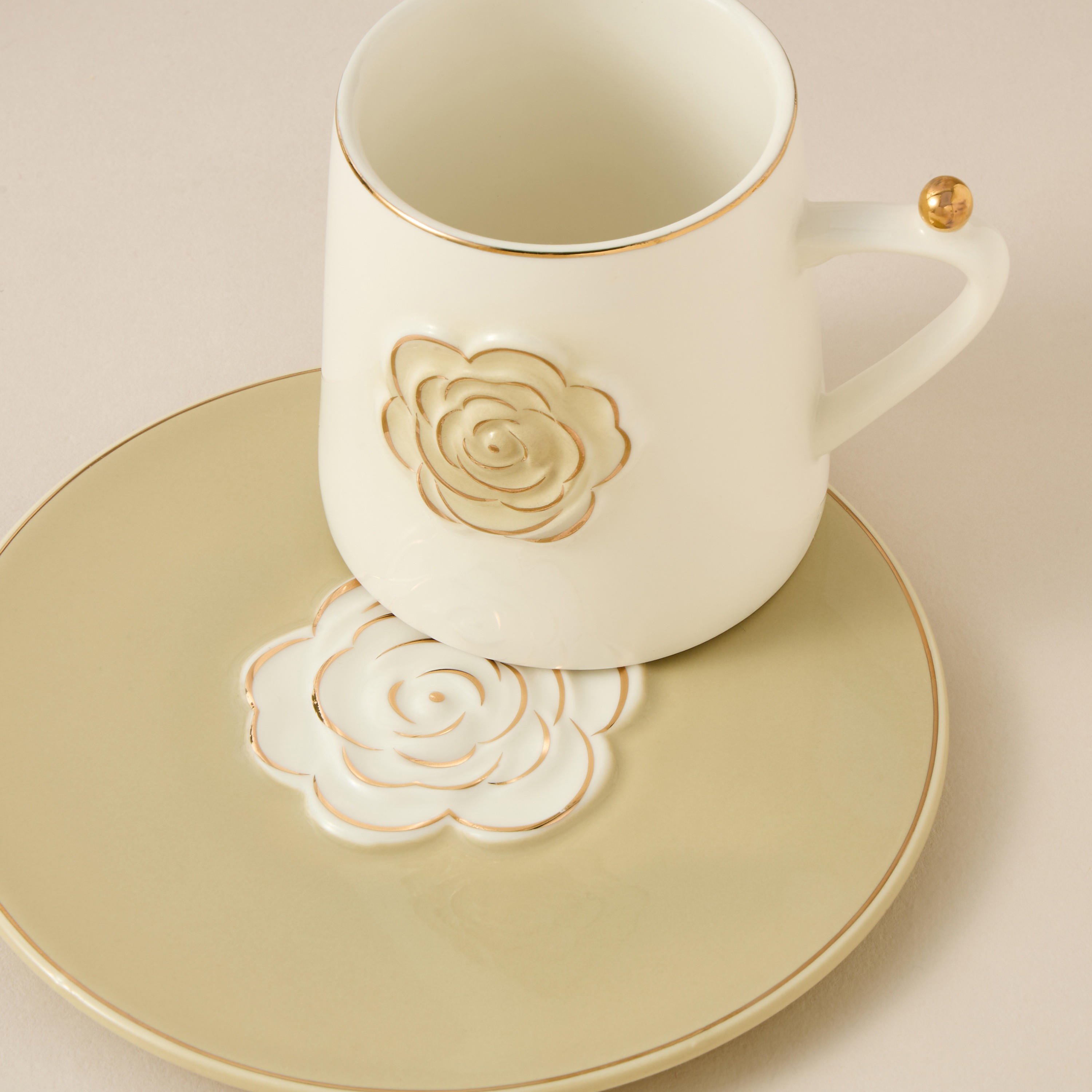 Rose Accent Porcelain Cup and Saucer Set - 220 ml-household-dining-teaandcoffee-teaandcoffeesets-image-4