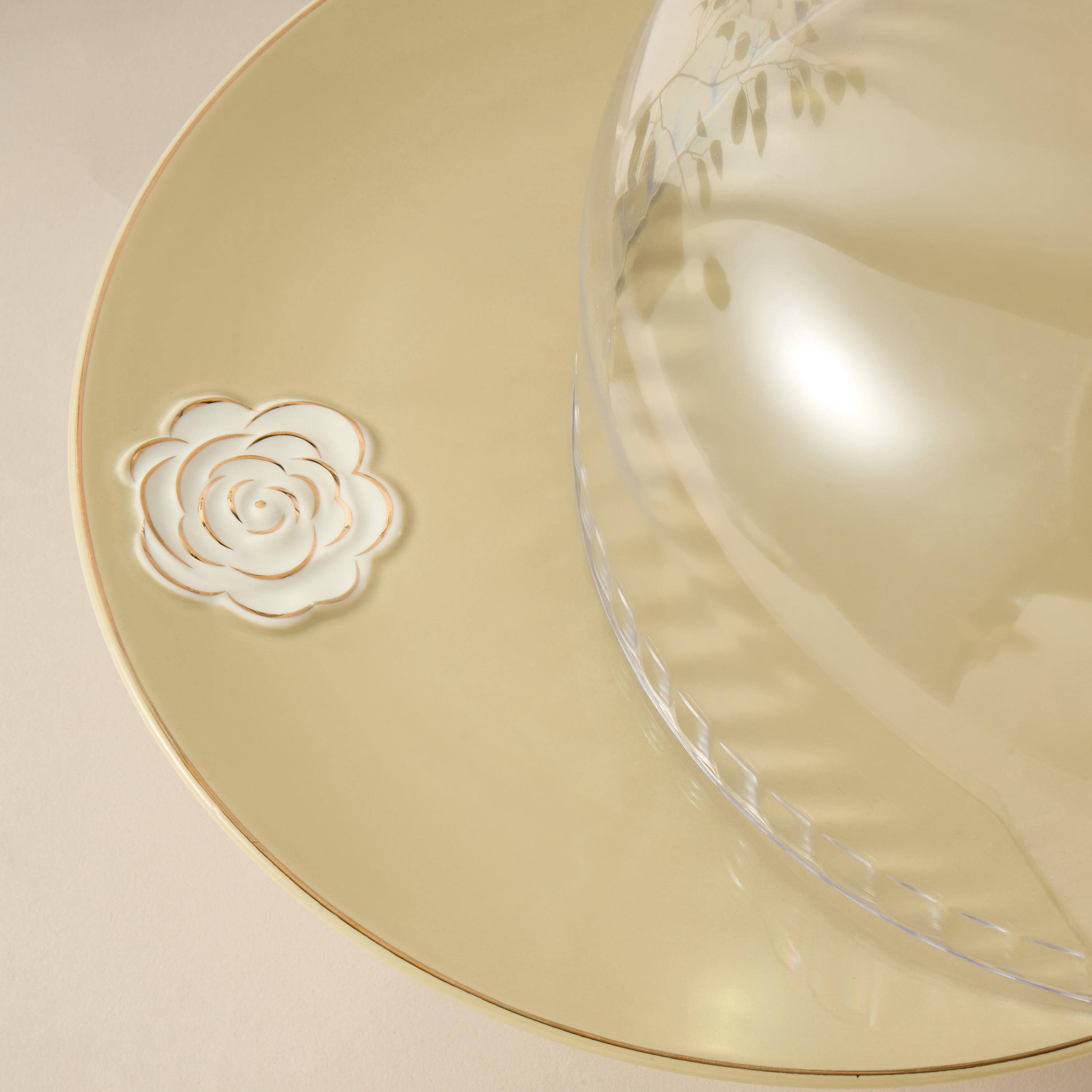 Rose Accent Porcelain Cake Stand with Dome Lid - 28 cms-household-dining-serveware-cakestands-image-4