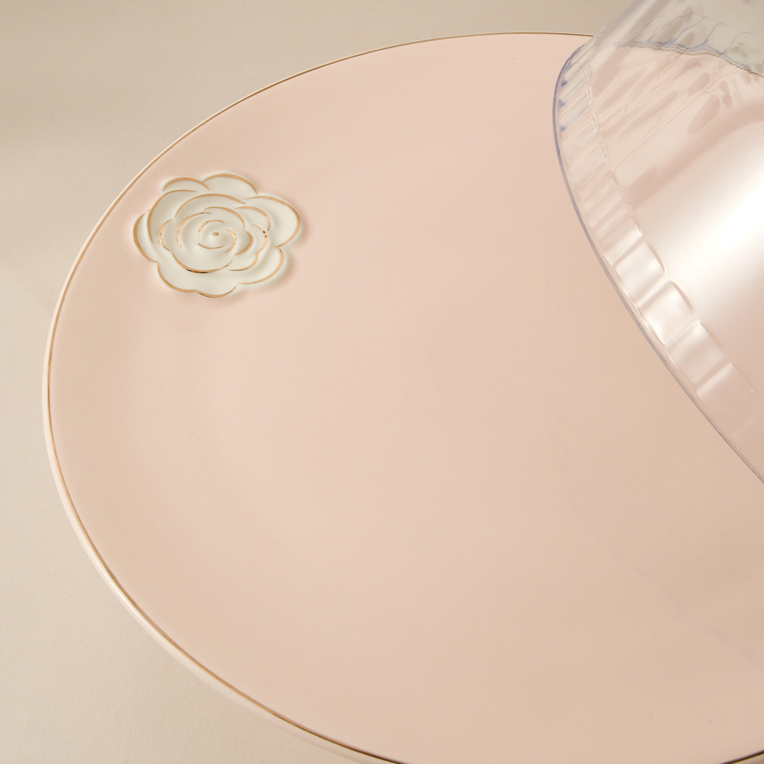 Rose Accent Porcelain Cake Stand with Dome Lid - 28 cms-household-dining-serveware-cakestands-image-4