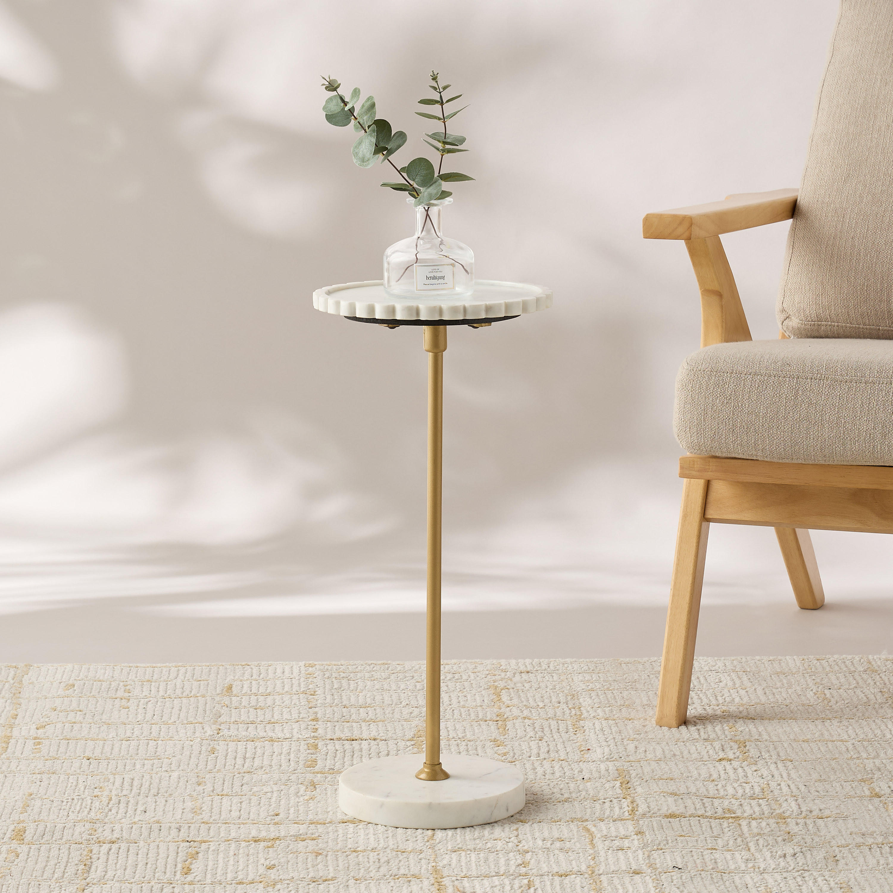 Scalloped Marble Top Side Table - 26x56 cms-furniture-livingroom-sideandendtables-image-2