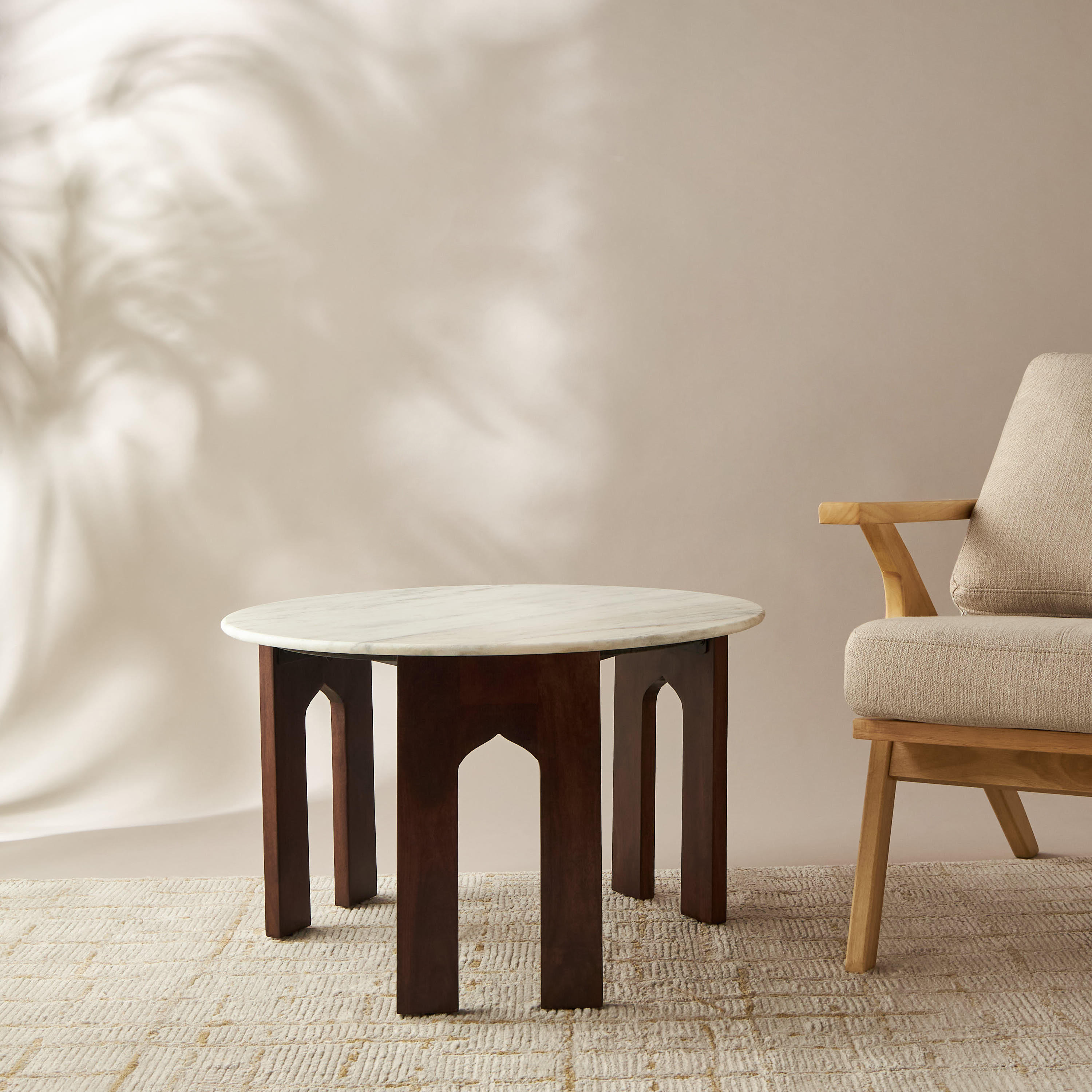 Round Marble Top Coffee Table - 76x45 cms-furniture-livingroom-coffeetables-image-1