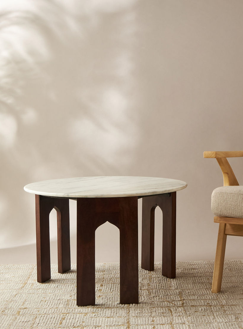 Round Marble Top Coffee Table - 76x45 cms-furniture-livingroom-coffeetables-image-1
