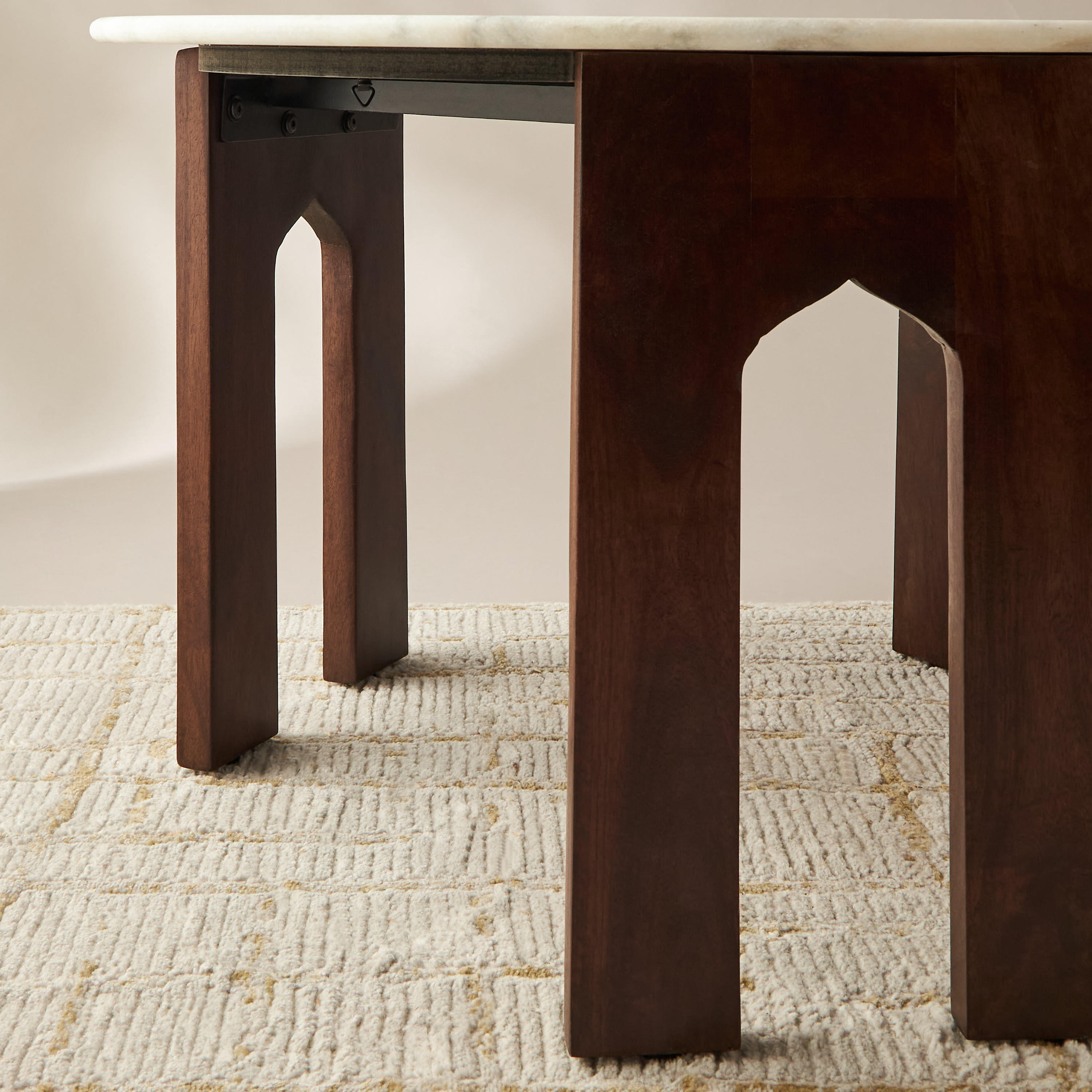 Round Marble Top Coffee Table - 76x45 cms-furniture-livingroom-coffeetables-image-5